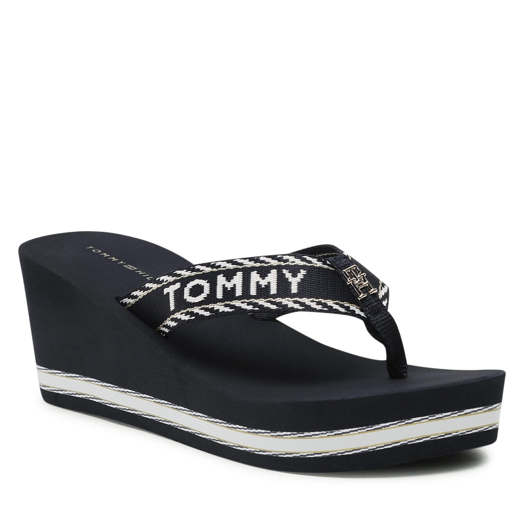 Tommy Hilfiger Джапанки Webbing H Wedge Sandal FW0FW07149 Тъмносин - Pepit.bg