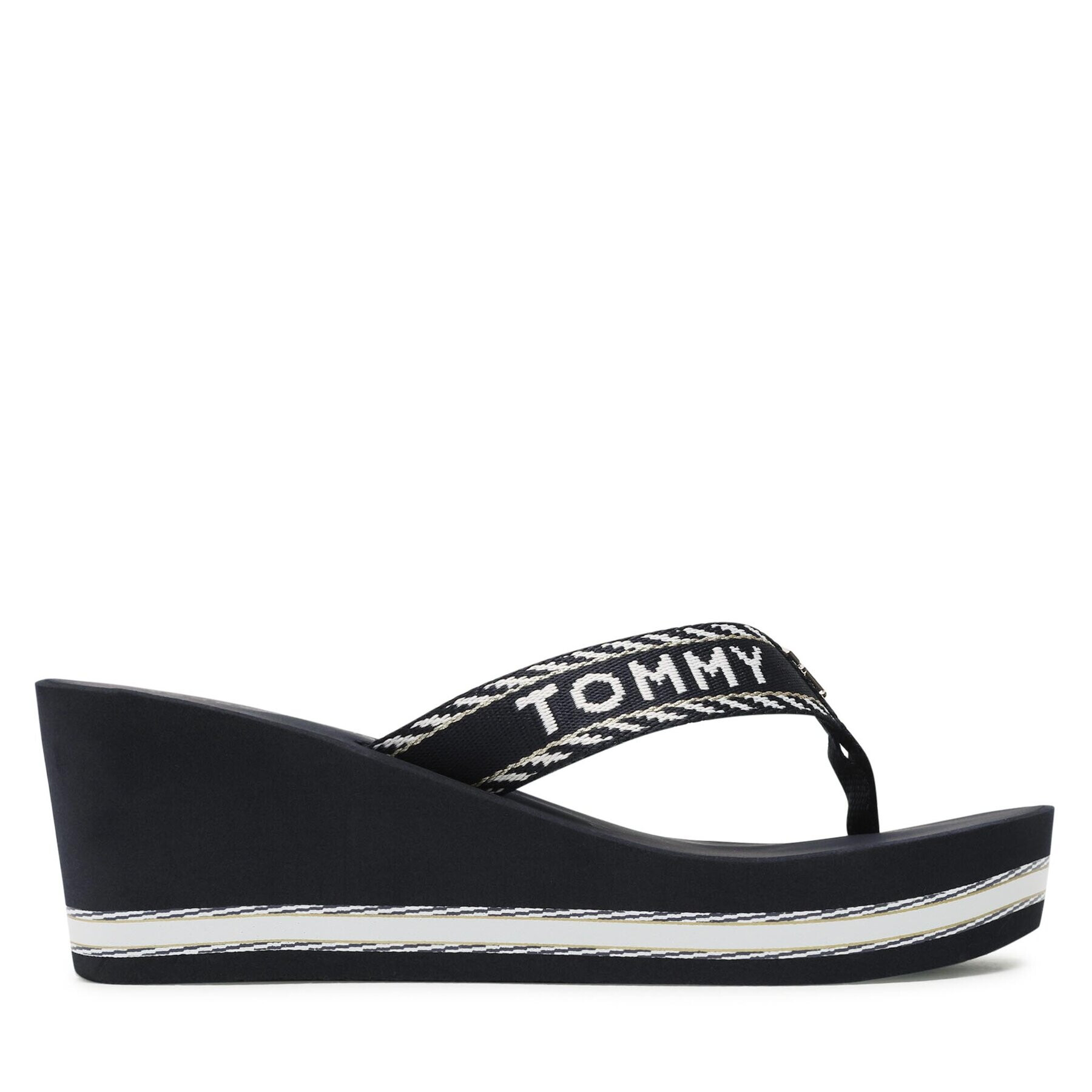 Tommy Hilfiger Джапанки Webbing H Wedge Sandal FW0FW07149 Тъмносин - Pepit.bg