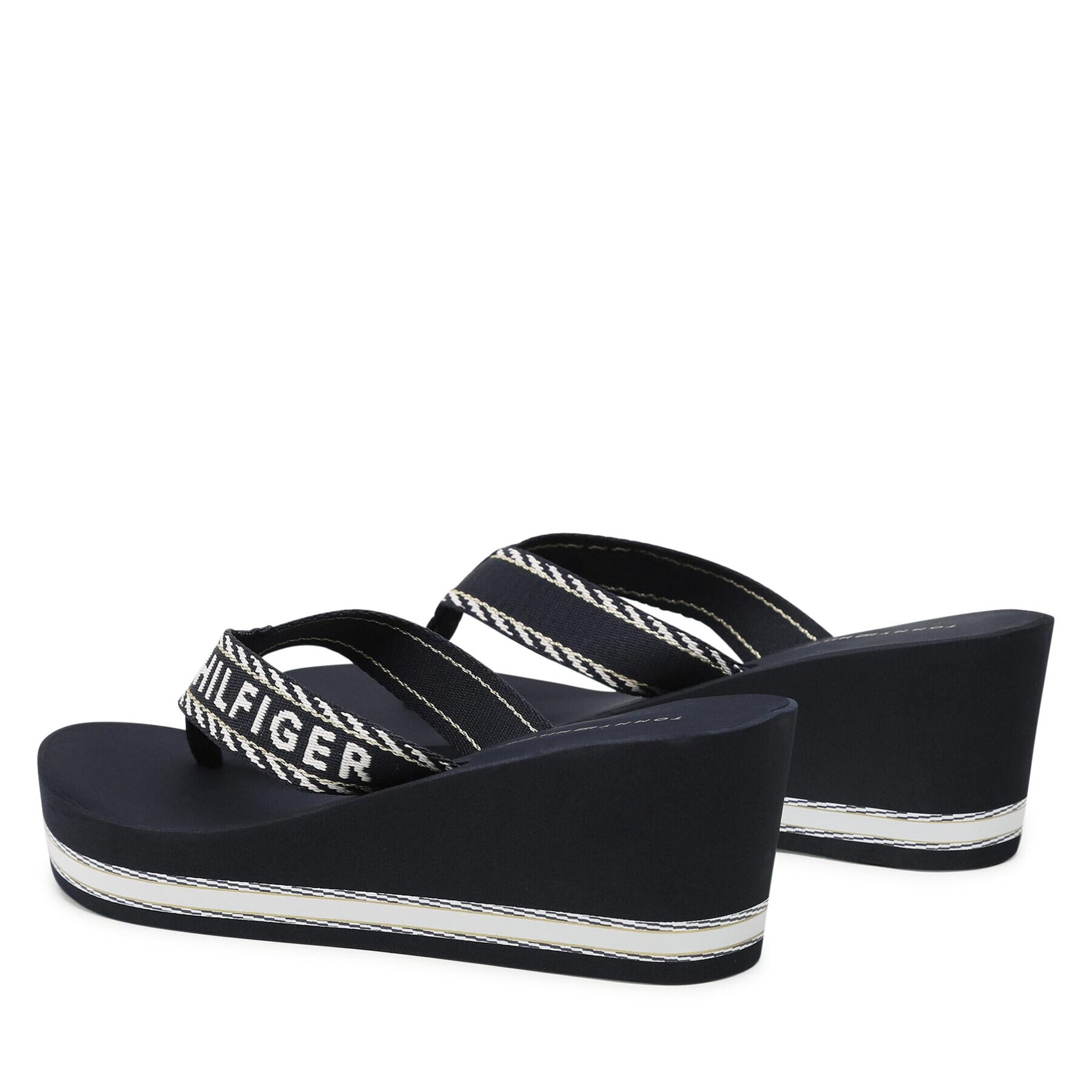 Tommy Hilfiger Джапанки Webbing H Wedge Sandal FW0FW07149 Тъмносин - Pepit.bg