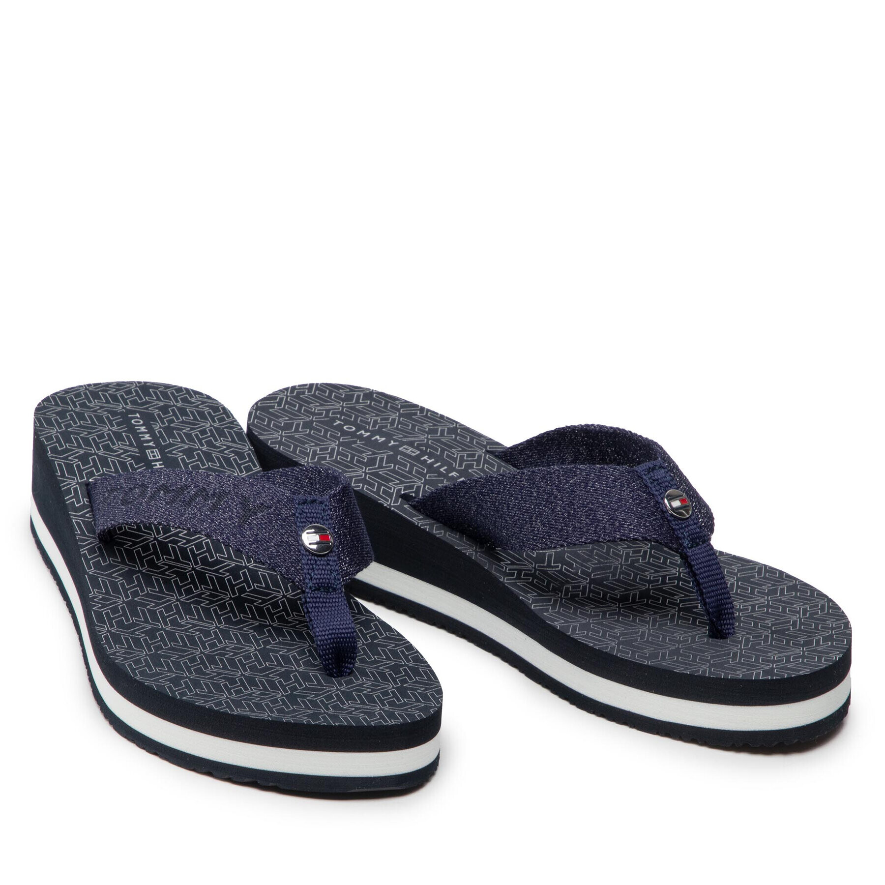 Tommy Hilfiger Джапанки Webbing Shiny Beach Sandal FW0FW06430 Тъмносин - Pepit.bg