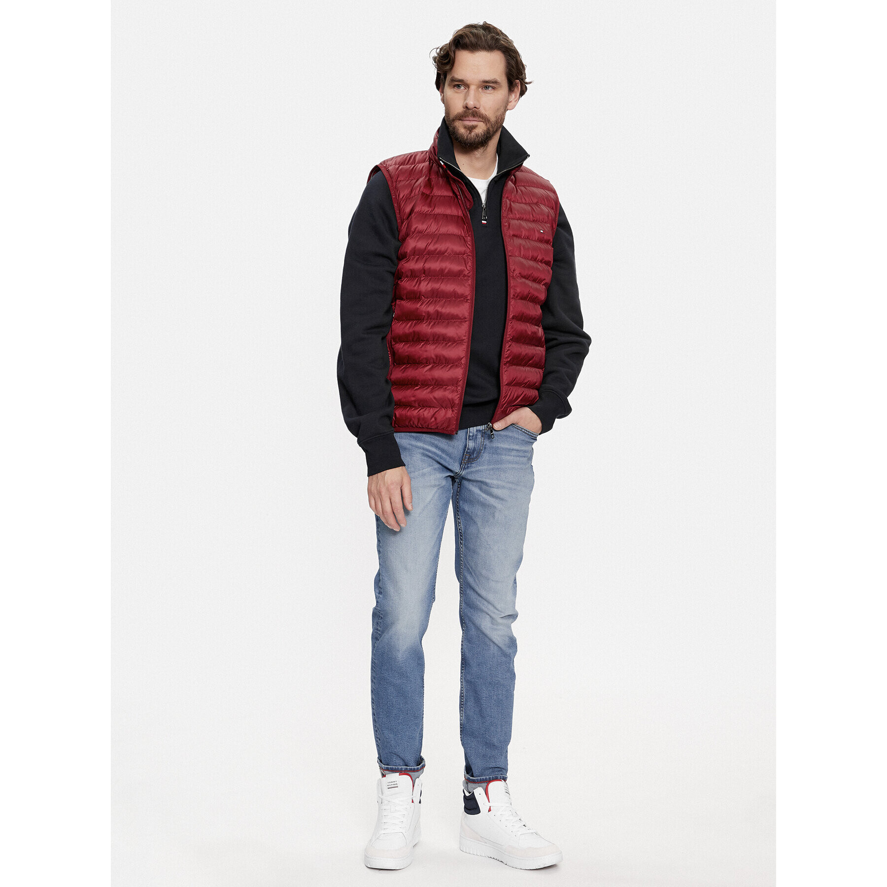 Tommy Hilfiger Елек Core Circular MW0MW18762 Бордо Regular Fit - Pepit.bg