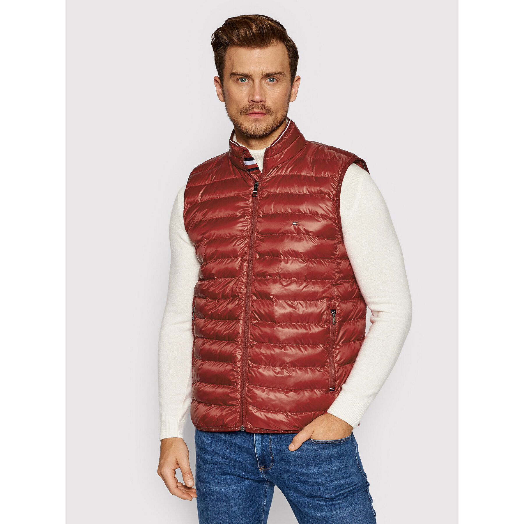 Tommy Hilfiger Елек Core Circular MW0MW18762 Червен Regular Fit - Pepit.bg