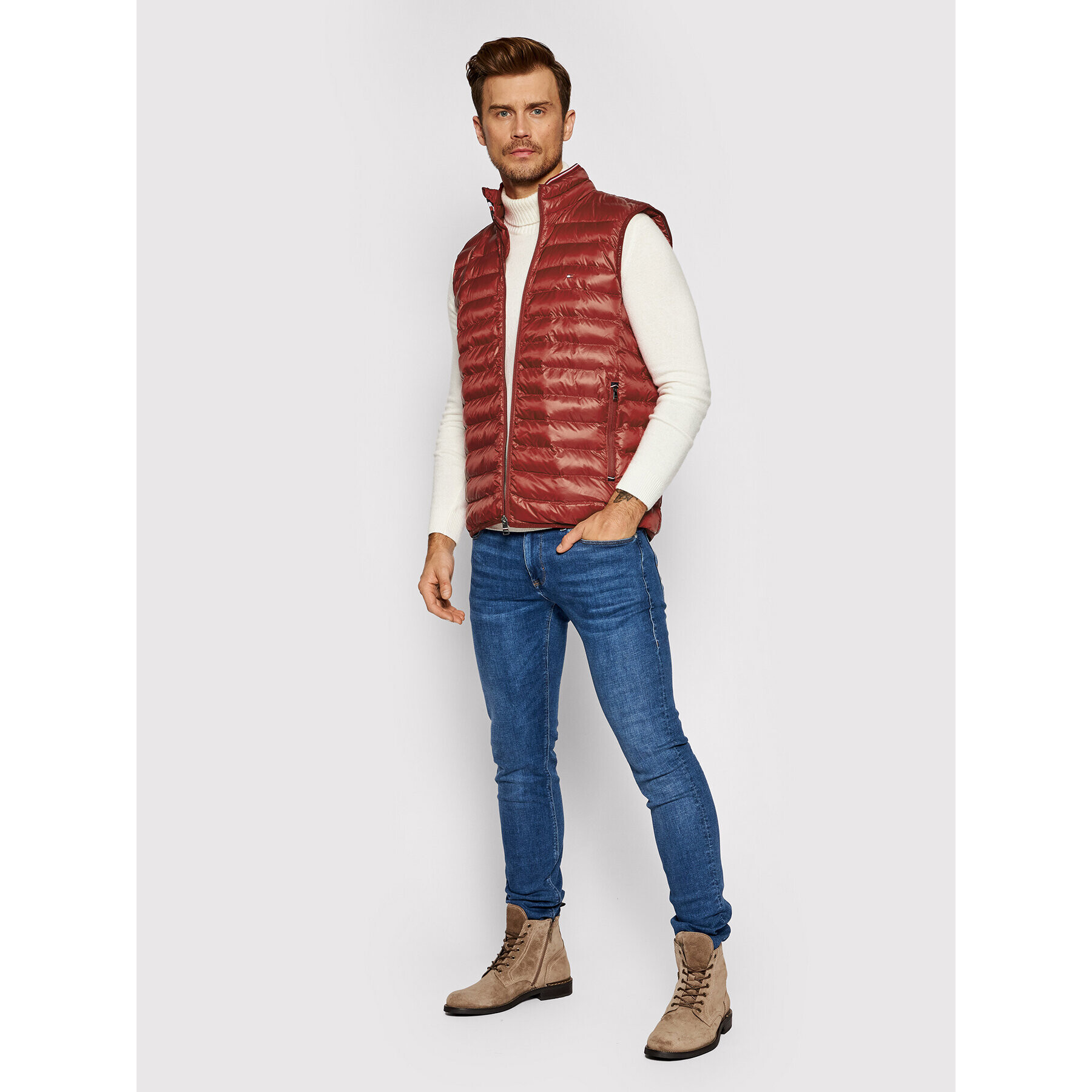 Tommy Hilfiger Елек Core Circular MW0MW18762 Червен Regular Fit - Pepit.bg