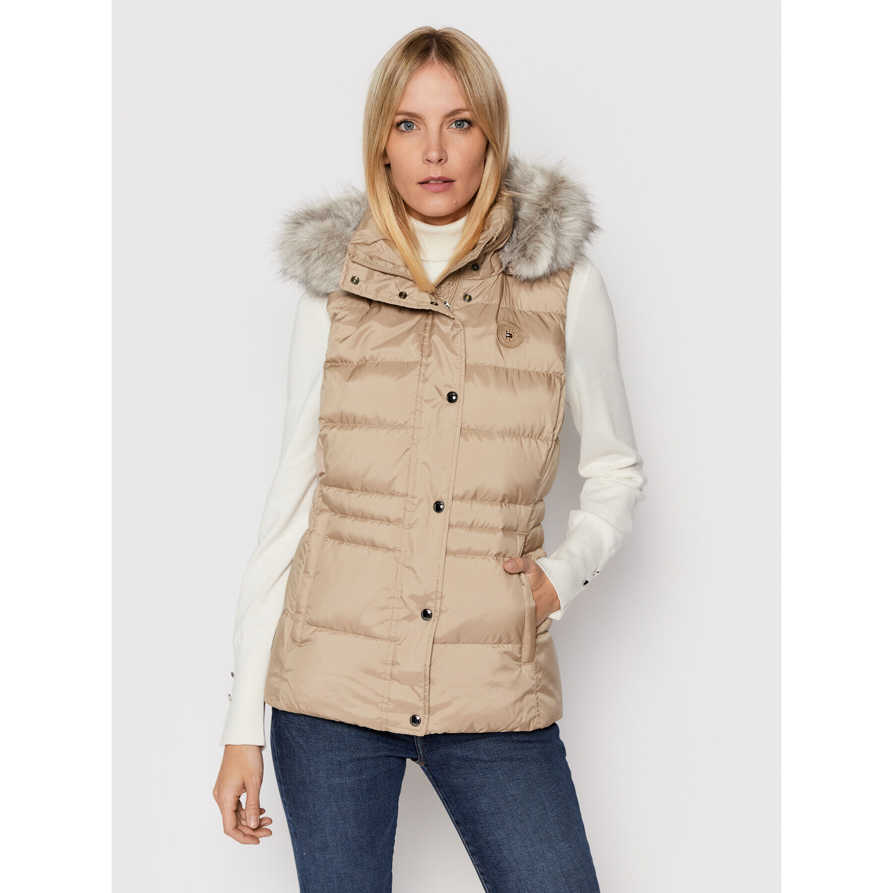 Tommy Hilfiger Елек Essential Tyra WW0WW28609 Бежов Regular Fit - Pepit.bg