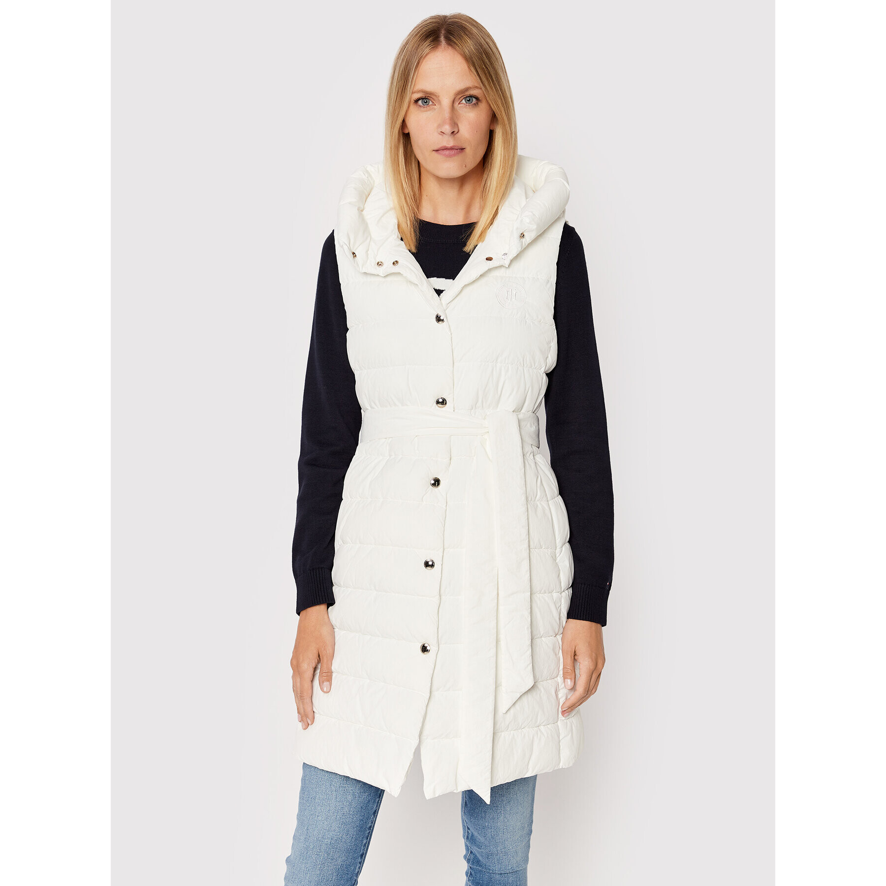 Tommy Hilfiger Елек Feminne WW0WW35098 Бял Regular Fit - Pepit.bg