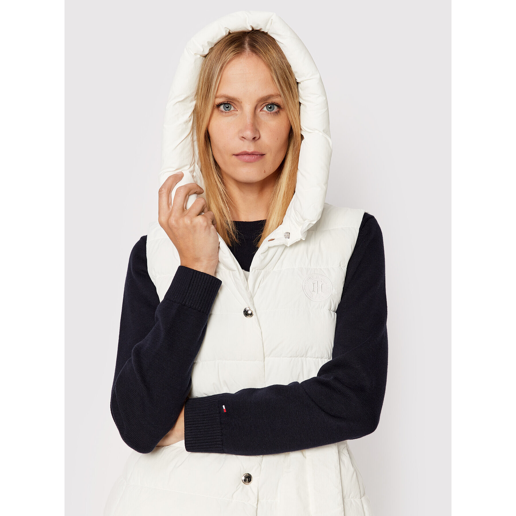 Tommy Hilfiger Елек Feminne WW0WW35098 Бял Regular Fit - Pepit.bg