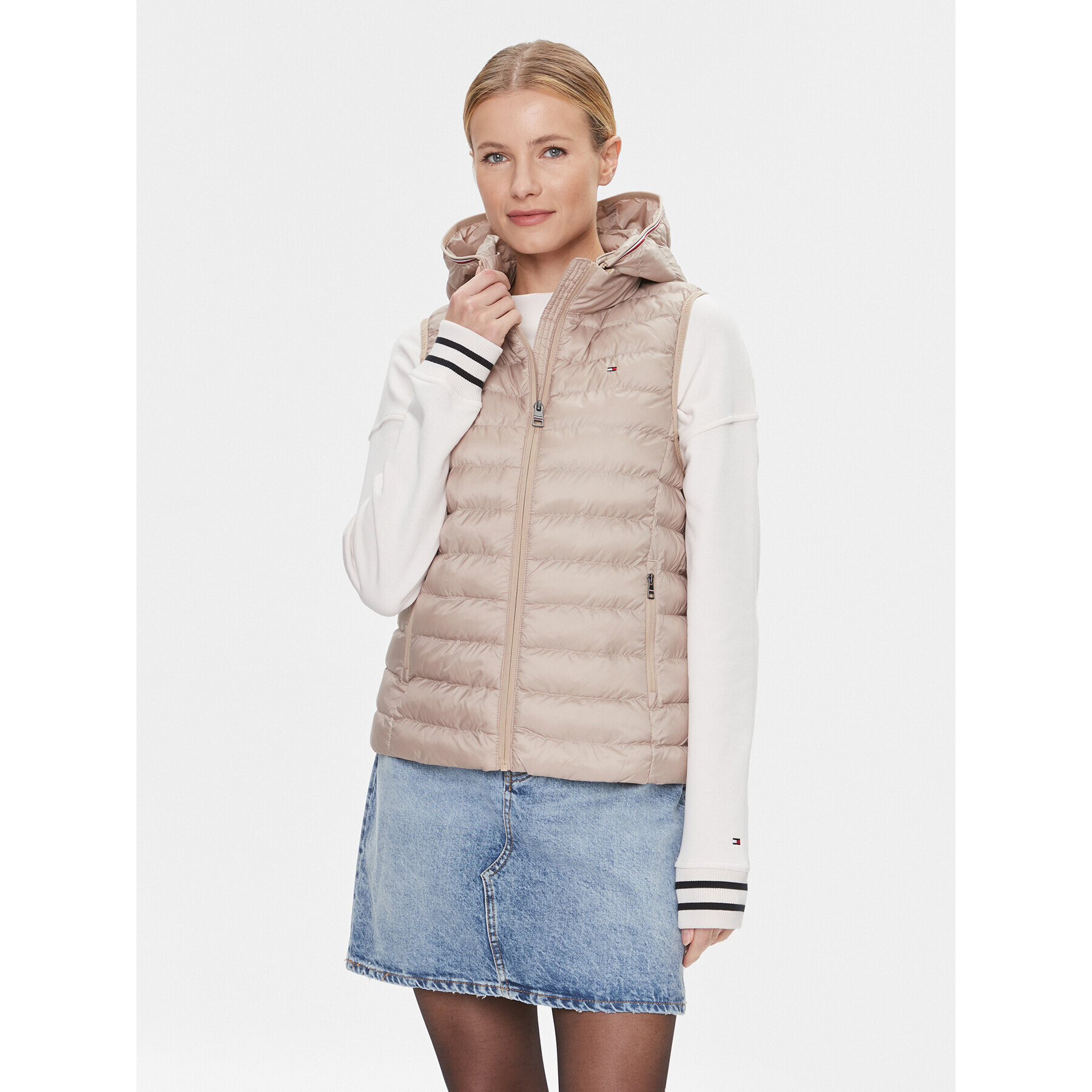 Tommy Hilfiger Елек Global Stripe WW0WW40779 Бежов Regular Fit - Pepit.bg
