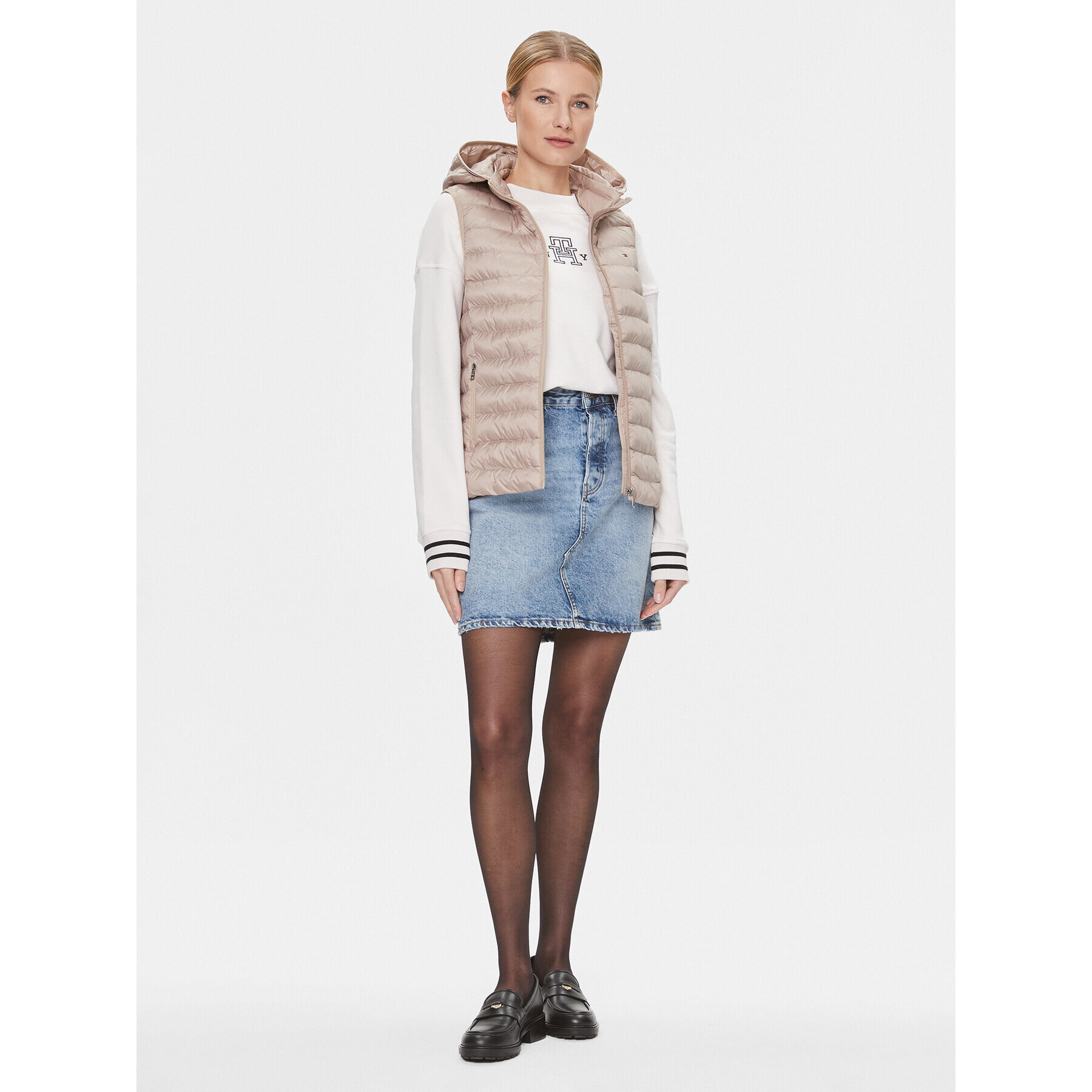 Tommy Hilfiger Елек Global Stripe WW0WW40779 Бежов Regular Fit - Pepit.bg