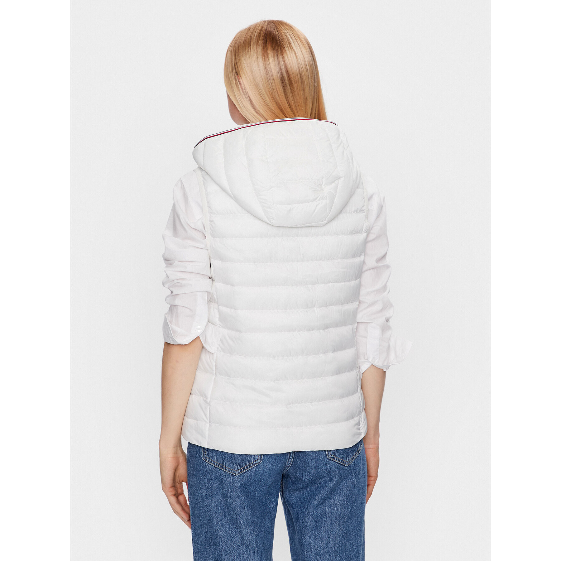Tommy Hilfiger Елек Global Stripe WW0WW40779 Бял Regular Fit - Pepit.bg