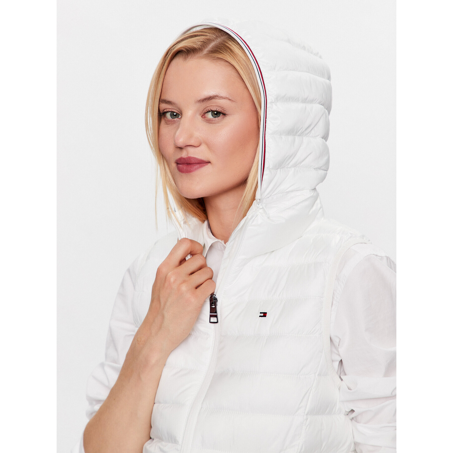 Tommy Hilfiger Елек Global Stripe WW0WW40779 Бял Regular Fit - Pepit.bg