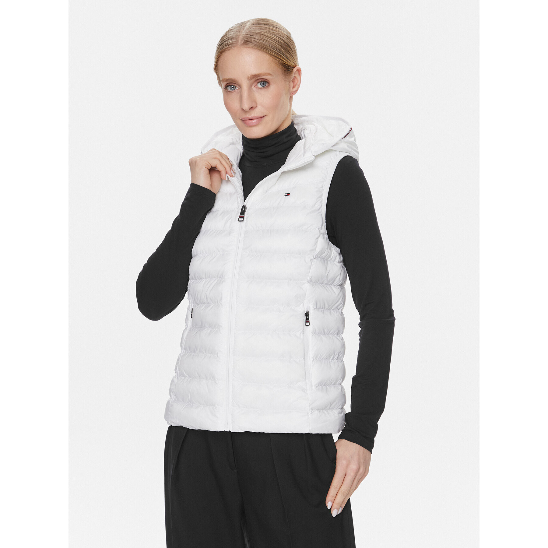 Tommy Hilfiger Елек Global Stripe WW0WW40779 Бял Regular Fit - Pepit.bg