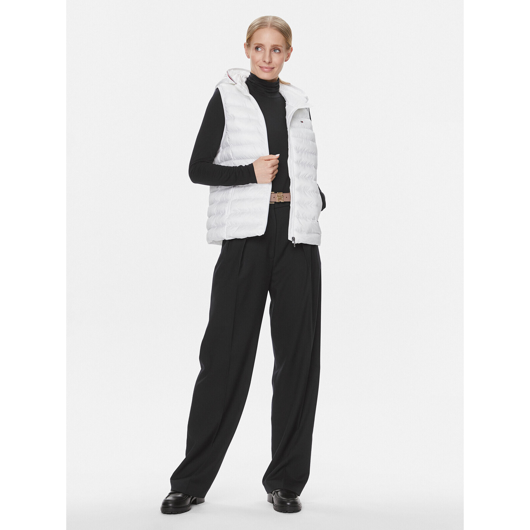 Tommy Hilfiger Елек Global Stripe WW0WW40779 Бял Regular Fit - Pepit.bg