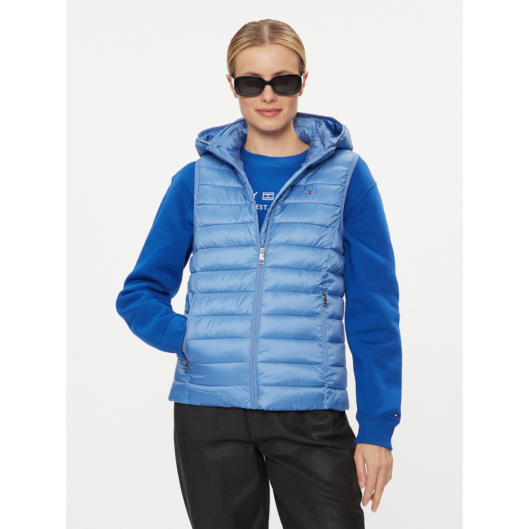 Tommy Hilfiger Елек Global Stripe WW0WW40779 Син Regular Fit - Pepit.bg