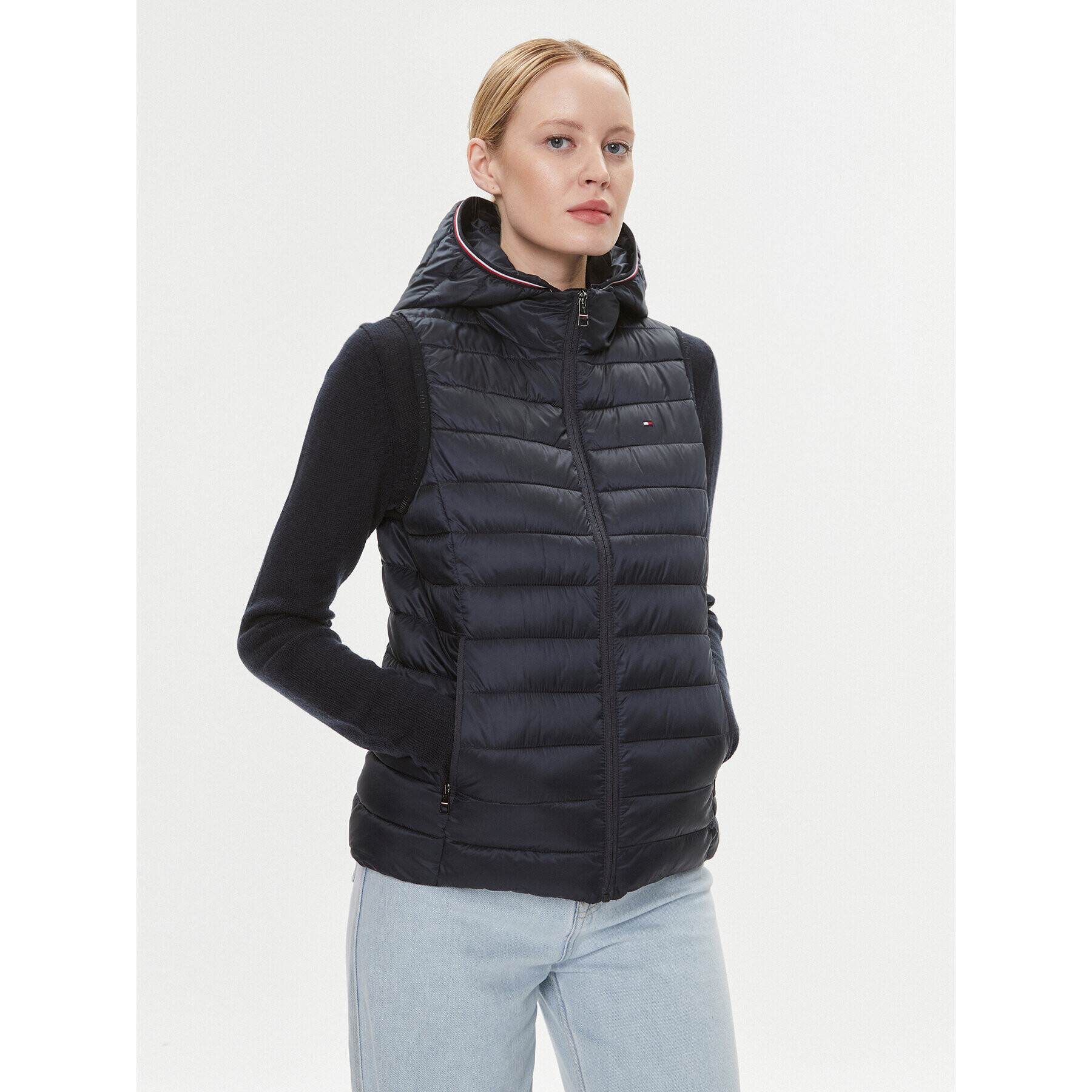 Tommy Hilfiger Елек Global Stripe WW0WW40779 Тъмносин Regular Fit - Pepit.bg