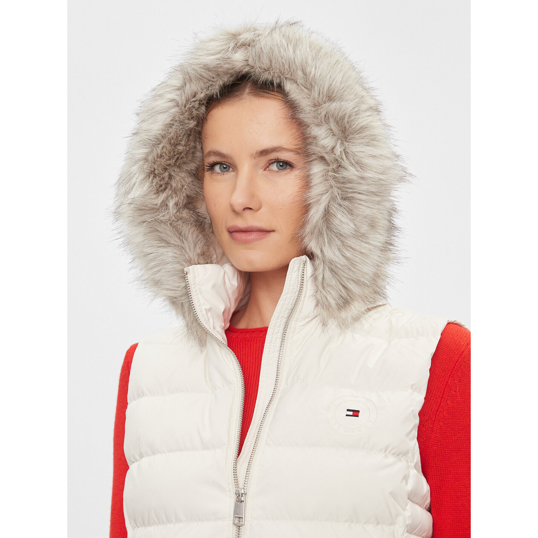 Tommy Hilfiger Елек Tyra WW0WW39744 Бял Regular Fit - Pepit.bg