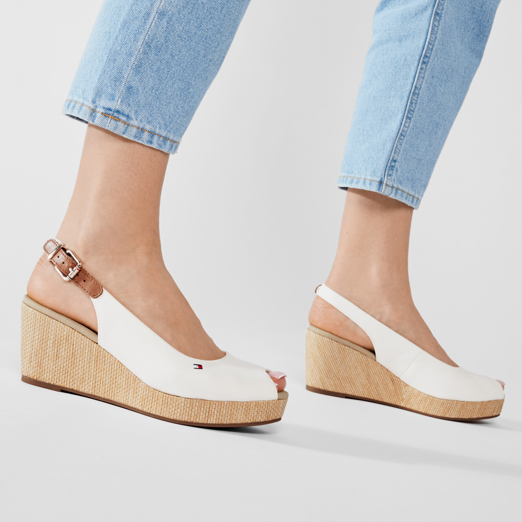Tommy Hilfiger Еспадрили Iconic Elba Sling Back Wedge FW0FW04788 Бял - Pepit.bg