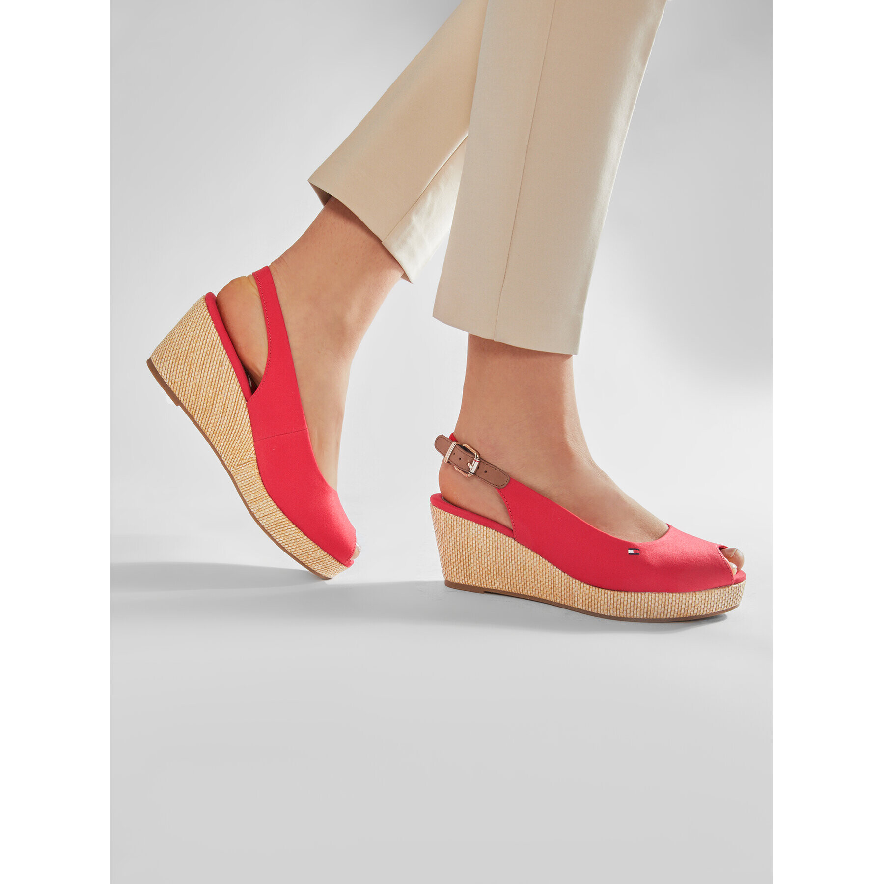 Tommy Hilfiger Еспадрили Iconic Elba Sling Back Wedge FW0FW04788 Червен - Pepit.bg