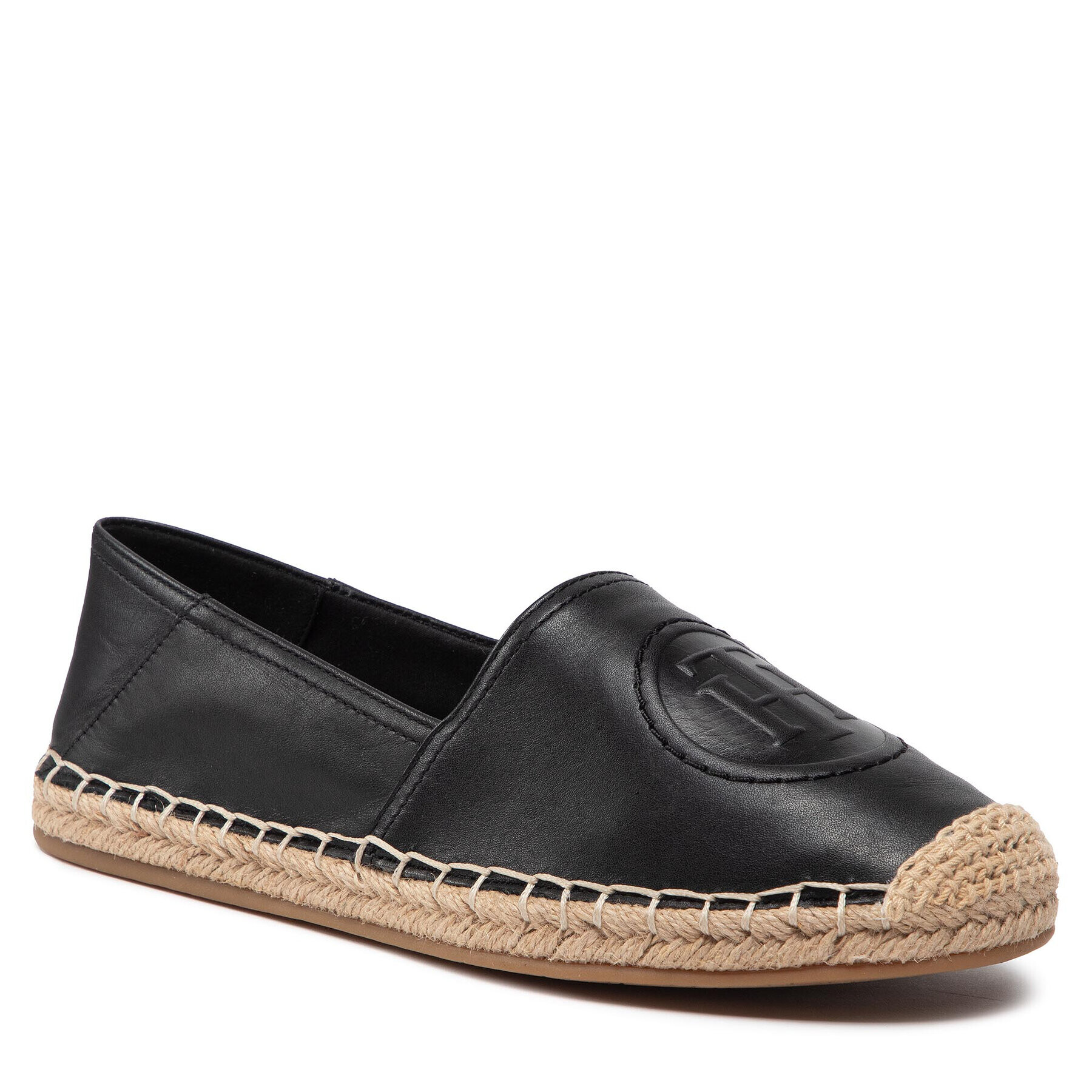 Tommy Hilfiger Еспадрили Logo Leather Espadrille FW0FW06168 Черен - Pepit.bg