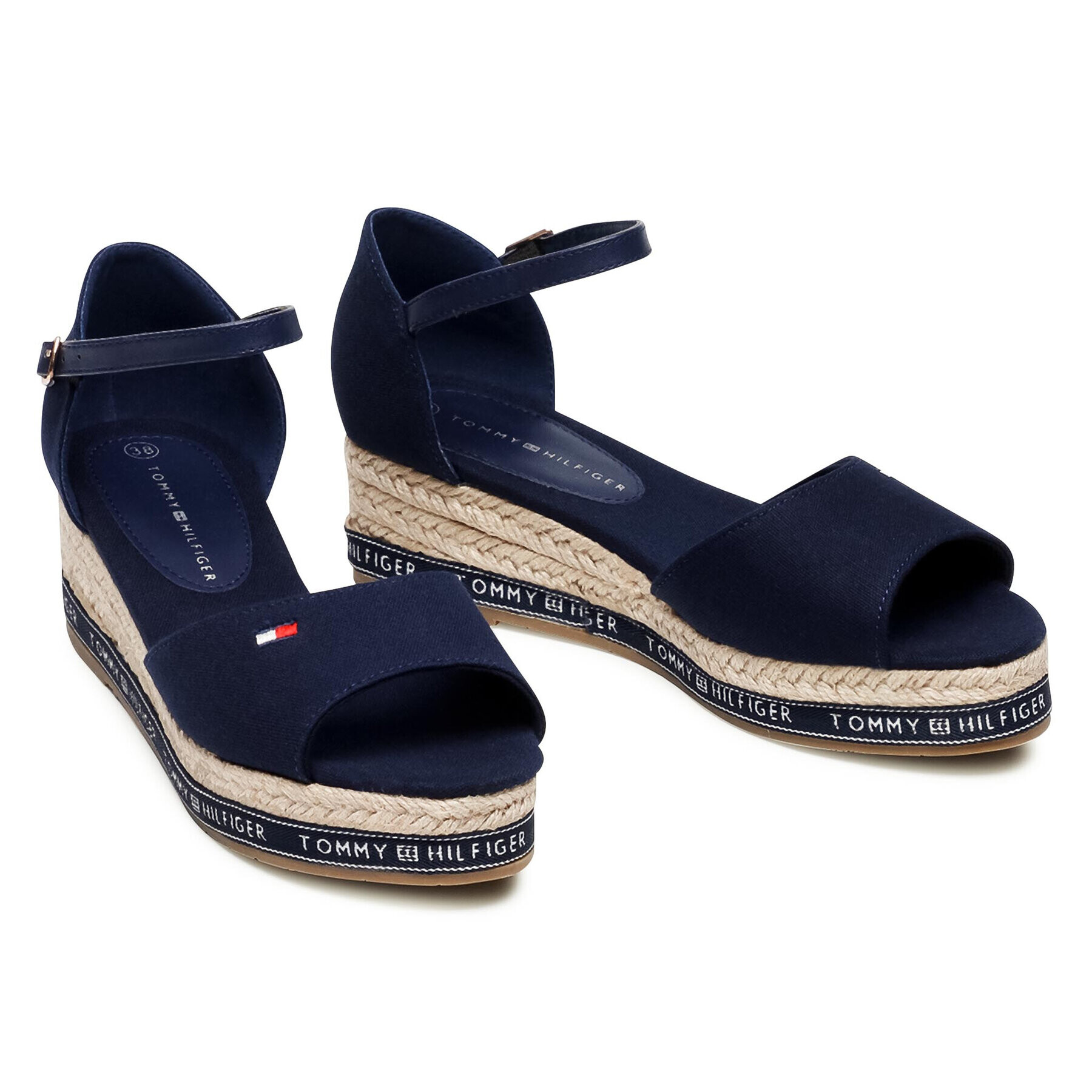 Tommy Hilfiger Еспадрили Rope Wedge Sandal T3A2-31056-0048 S Тъмносин - Pepit.bg