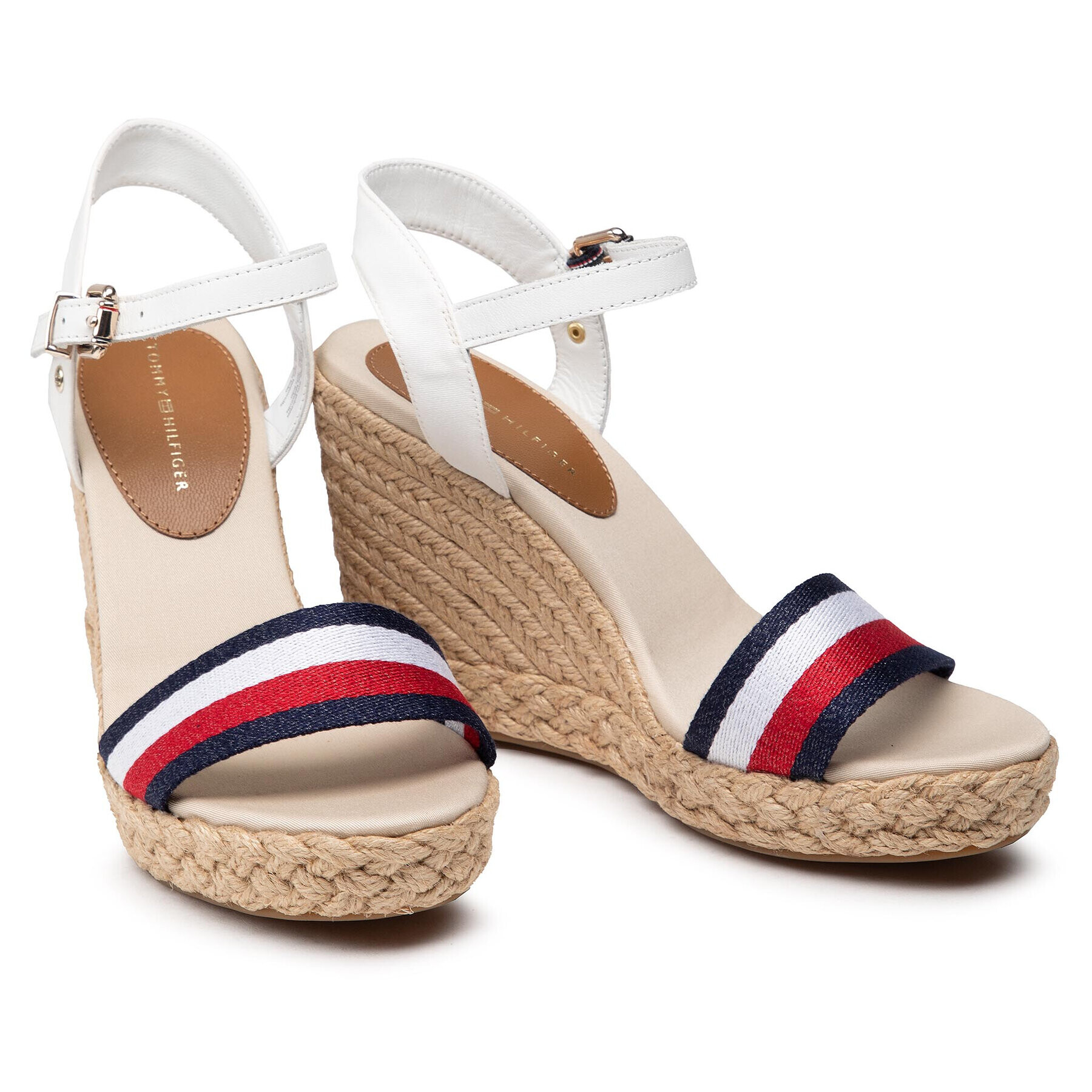 Tommy Hilfiger Еспадрили Shimmery Ribon High Wedge FW0FW05590 Бял - Pepit.bg