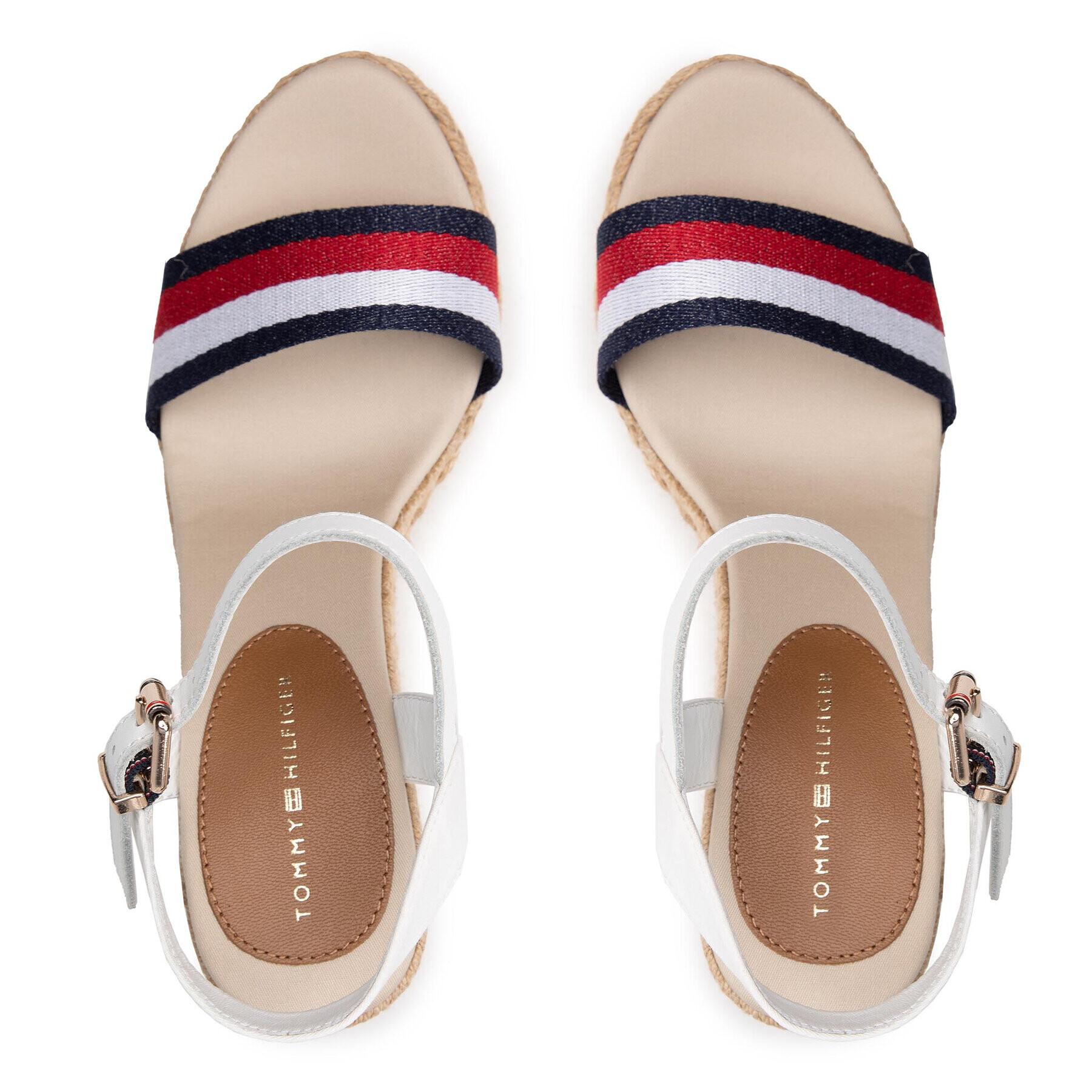 Tommy Hilfiger Еспадрили Shimmery Ribon High Wedge FW0FW05590 Бял - Pepit.bg