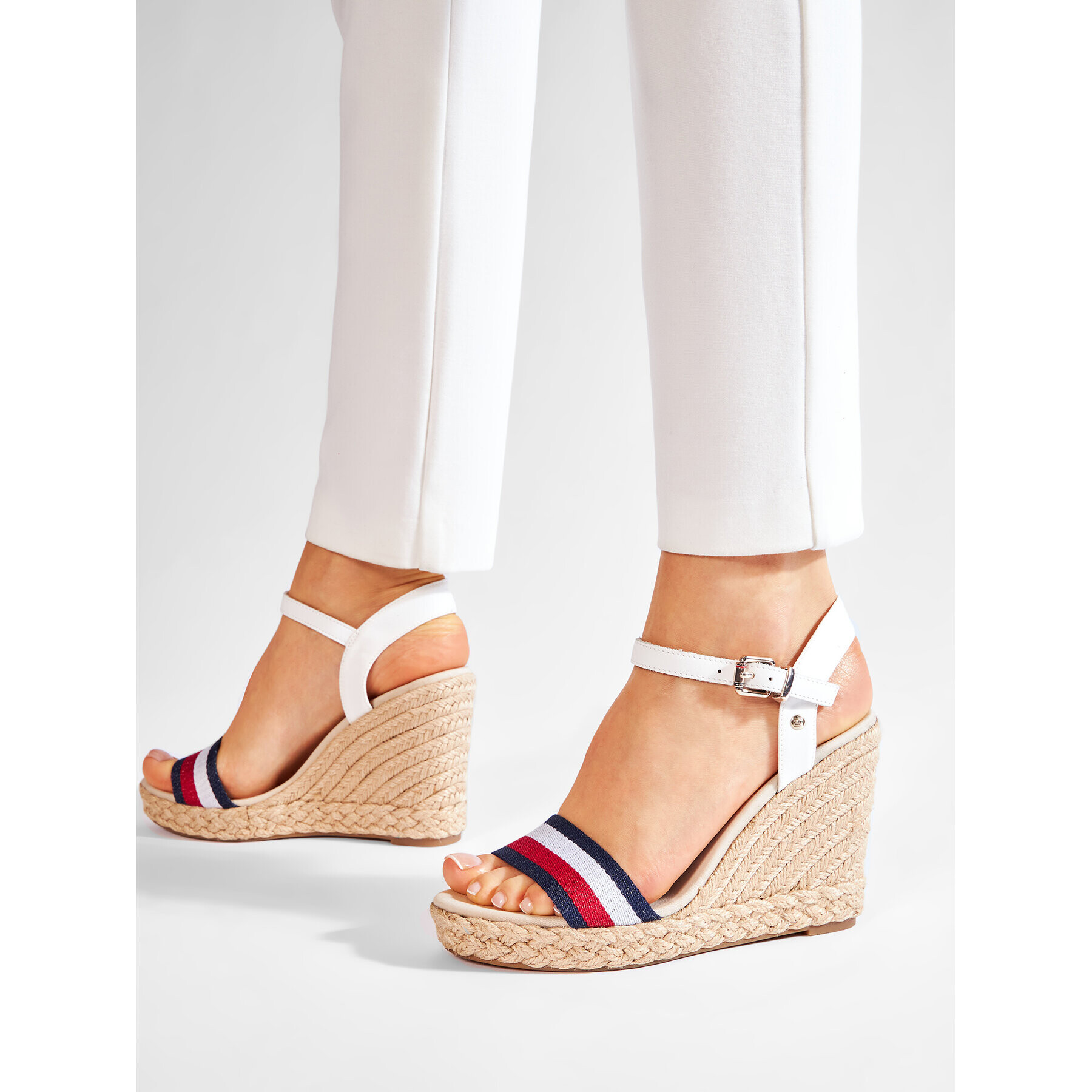 Tommy Hilfiger Еспадрили Shimmery Ribon High Wedge FW0FW05590 Бял - Pepit.bg