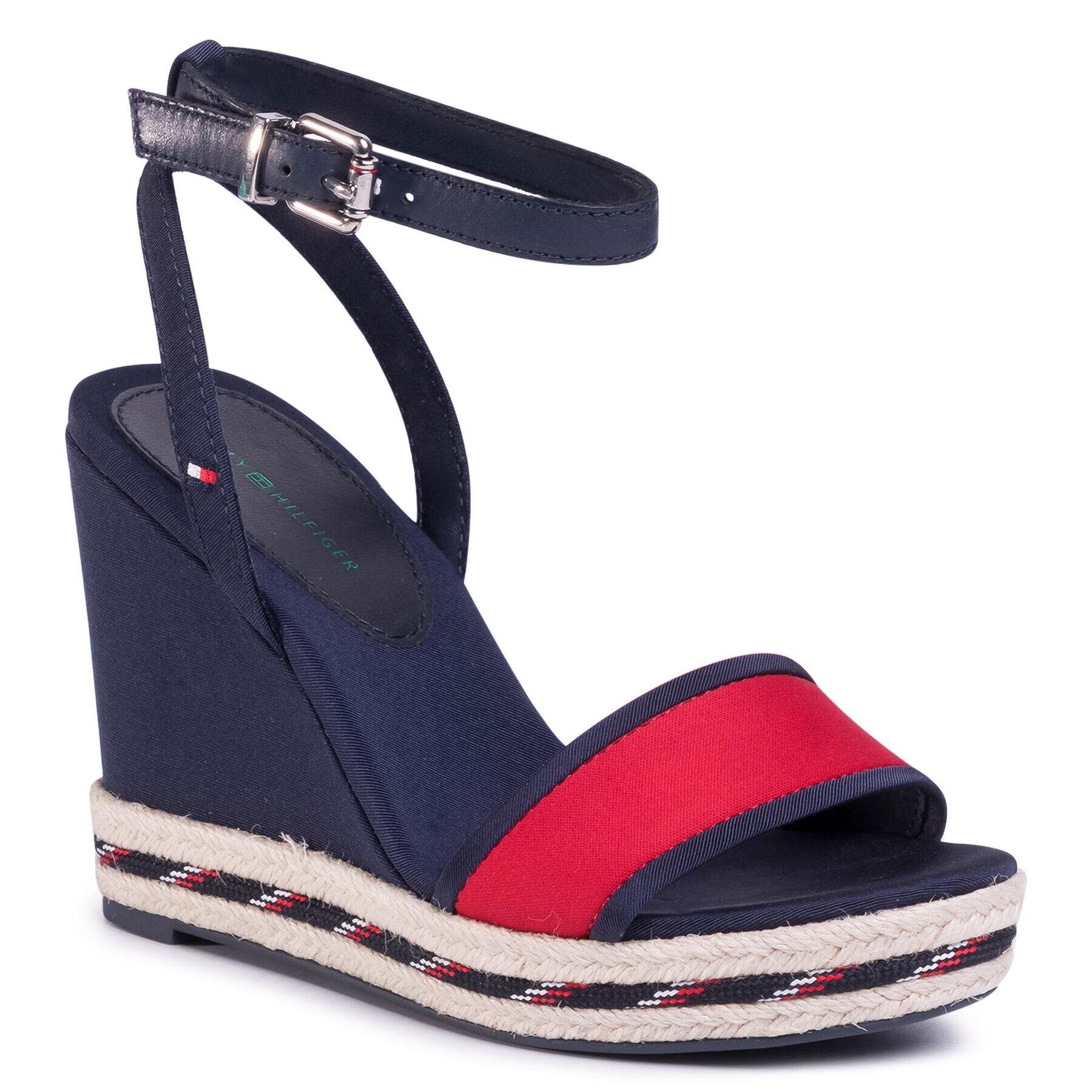 Tommy Hilfiger Еспадрили Sporty Textile High Wedge FW0FW04780 Тъмносин - Pepit.bg