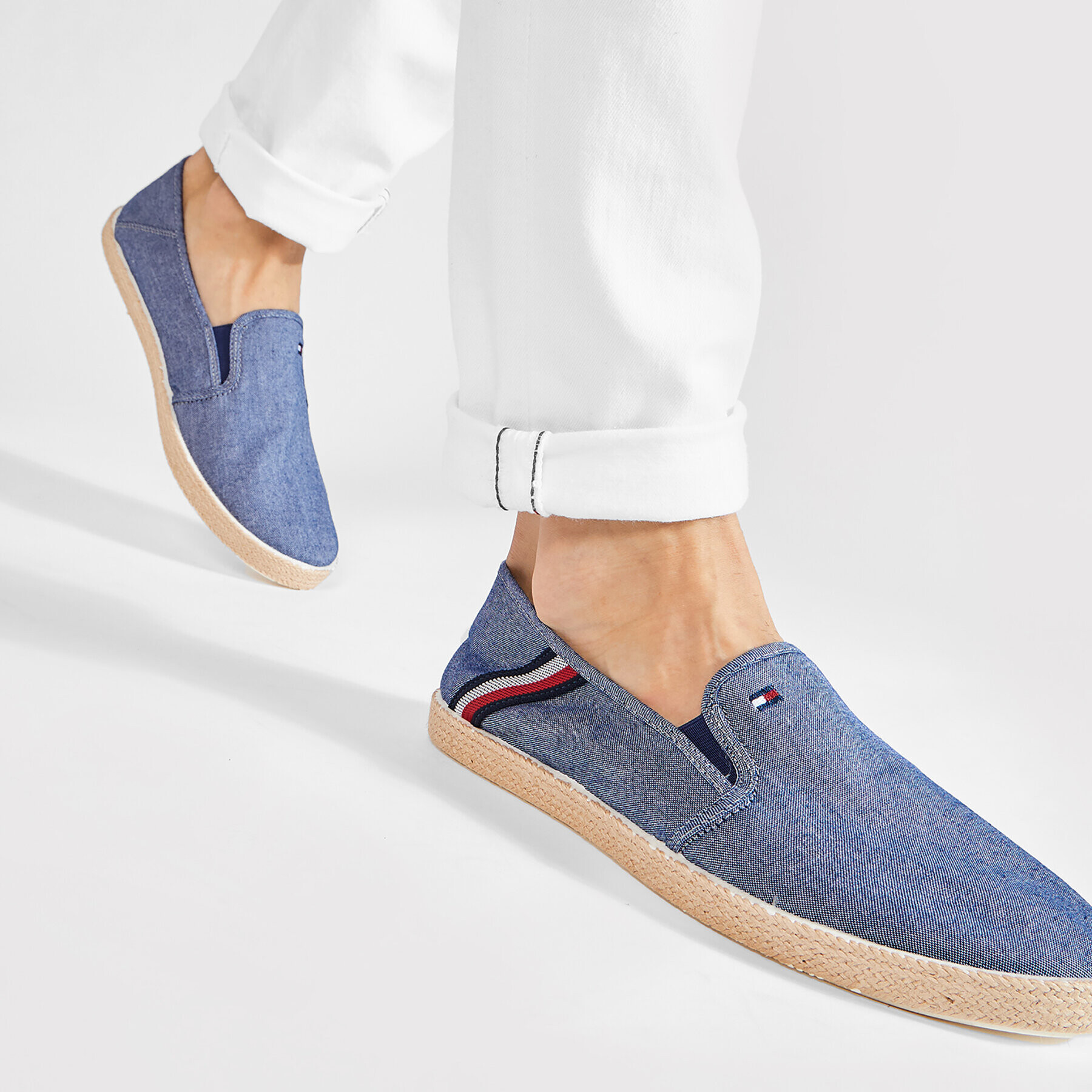 Tommy Hilfiger Еспадрили Spring Rwb Chambray Slip On FM0FM03483 Син - Pepit.bg