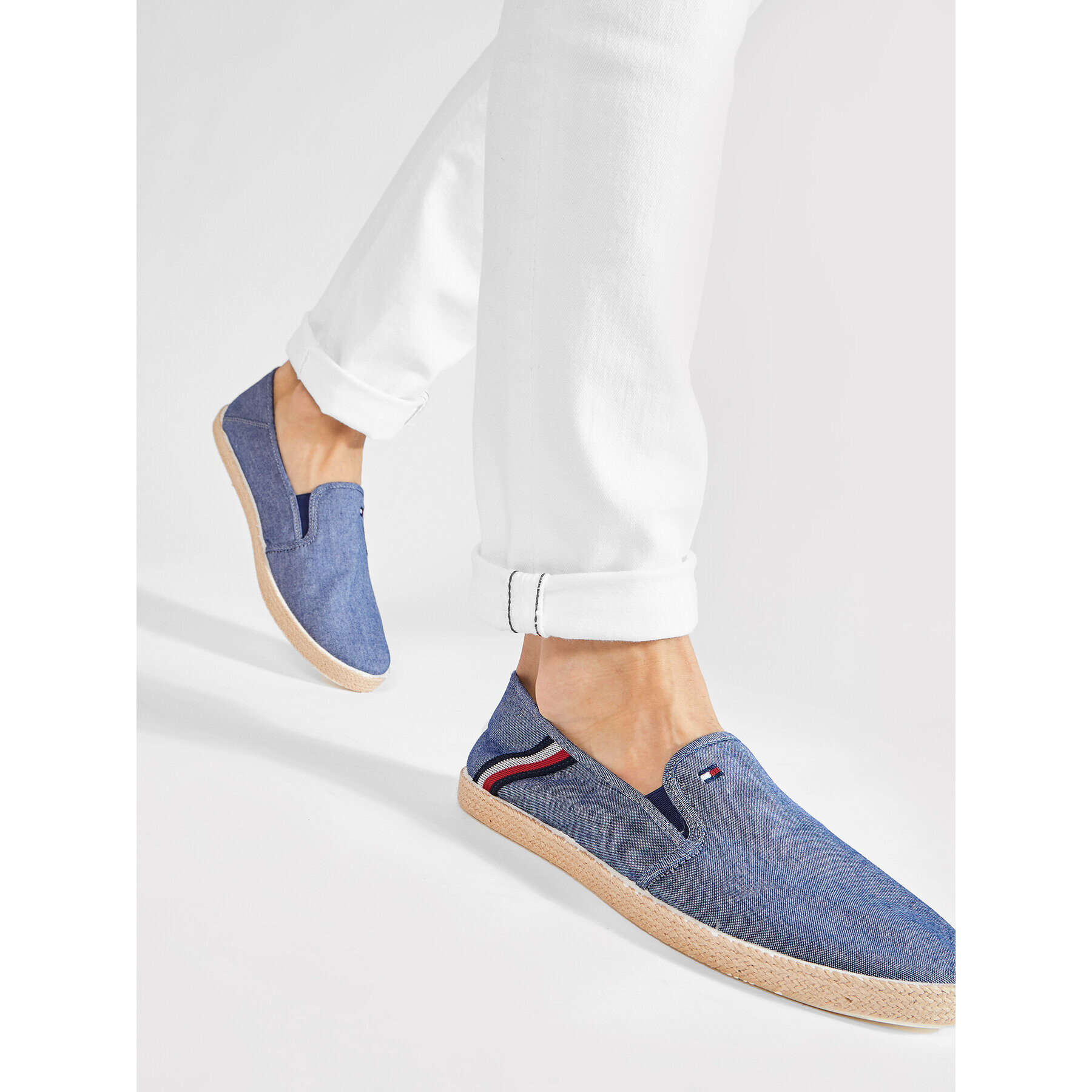 Tommy Hilfiger Еспадрили Spring Rwb Chambray Slip On FM0FM03483 Син - Pepit.bg