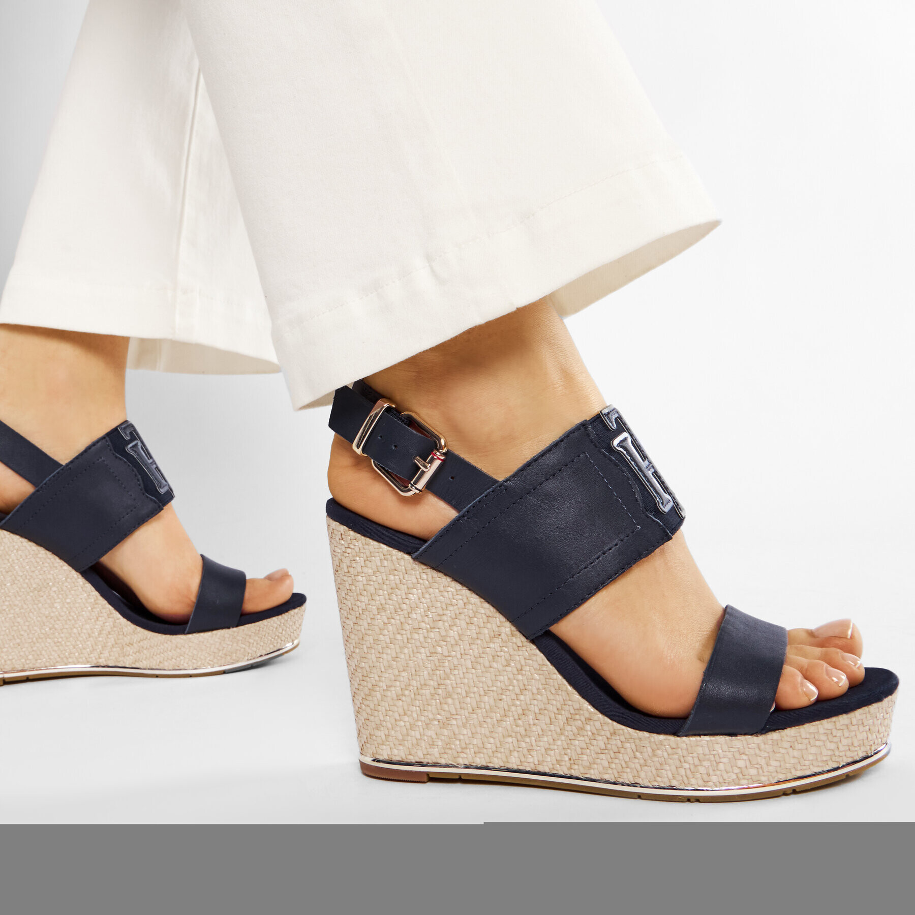 Tommy Hilfiger Еспадрили Th Elastic High Wedge Sandal FW0FW05599 Тъмносин - Pepit.bg