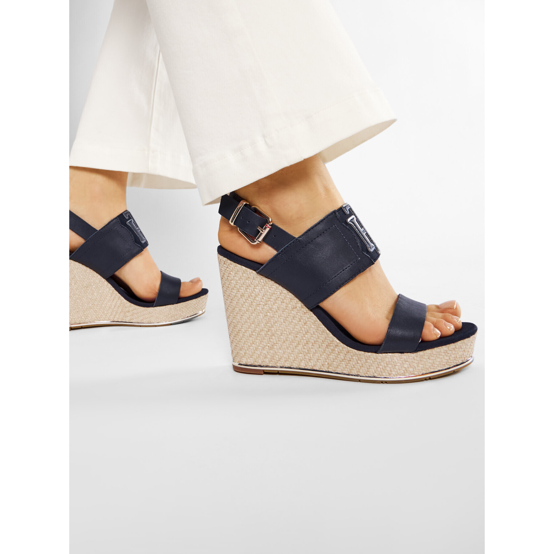 Tommy Hilfiger Еспадрили Th Elastic High Wedge Sandal FW0FW05599 Тъмносин - Pepit.bg