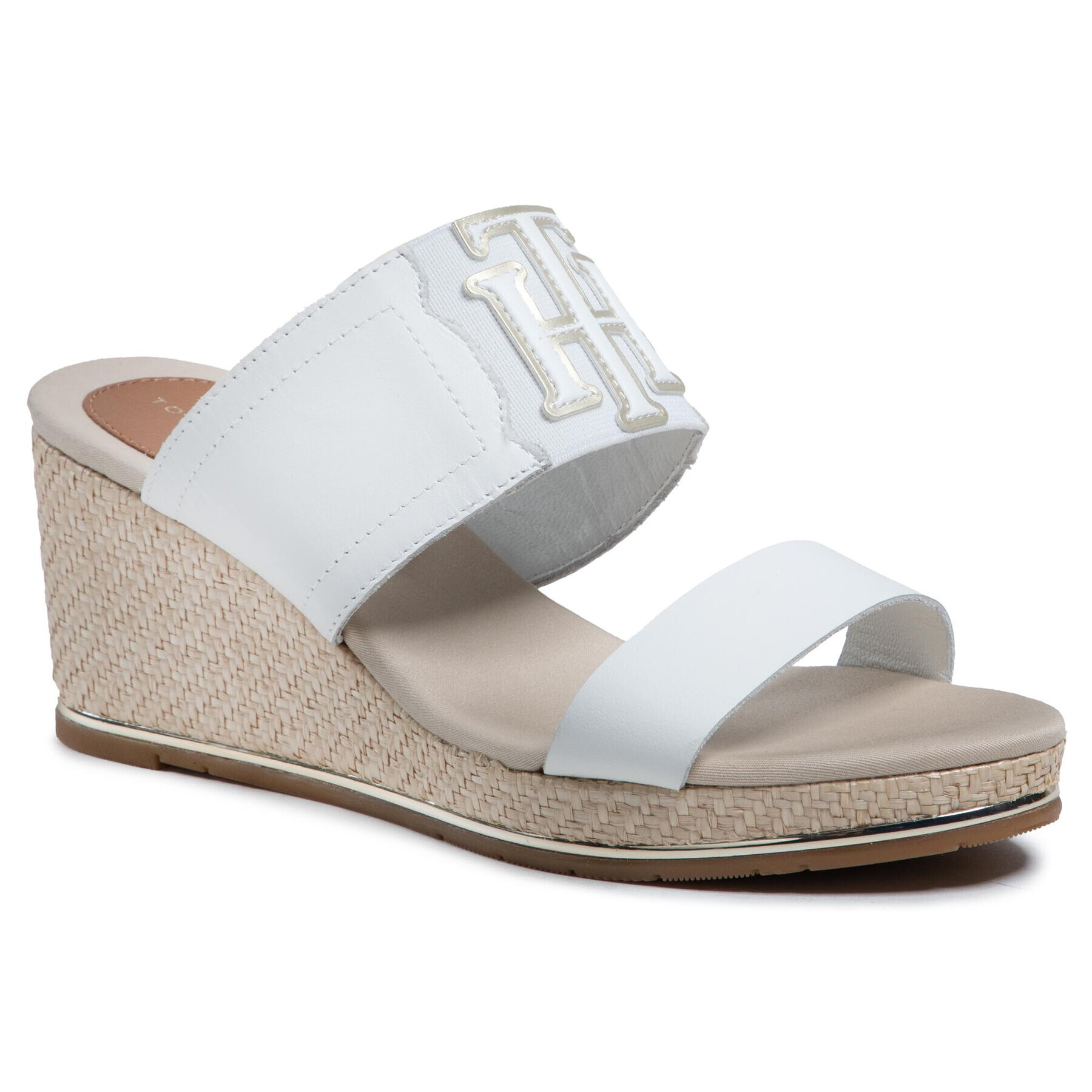 Tommy Hilfiger Еспадрили Th Elastic Wedge Mule FW0FW05621 Бял - Pepit.bg