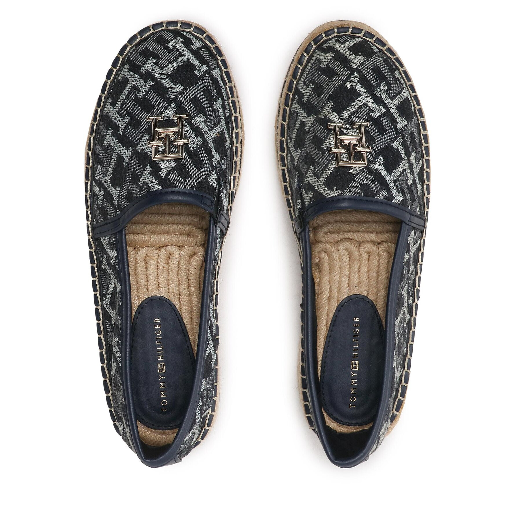 Tommy Hilfiger Еспадрили Th Monogram Denim Espadrille FW0FW06934 Тъмносин - Pepit.bg