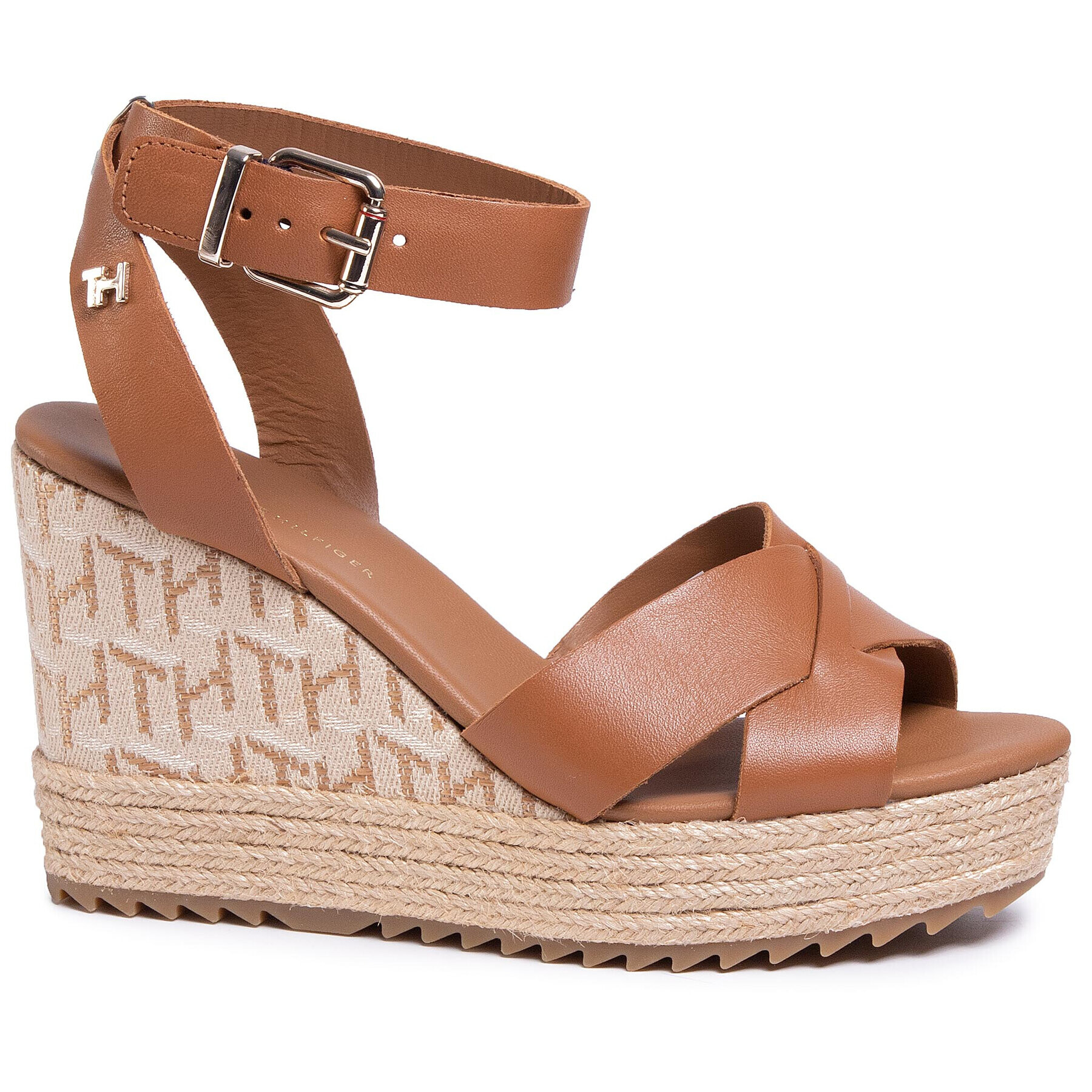 Tommy Hilfiger Еспадрили Th Raffia High Wedge Sandal FW0FW04842 Кафяв - Pepit.bg