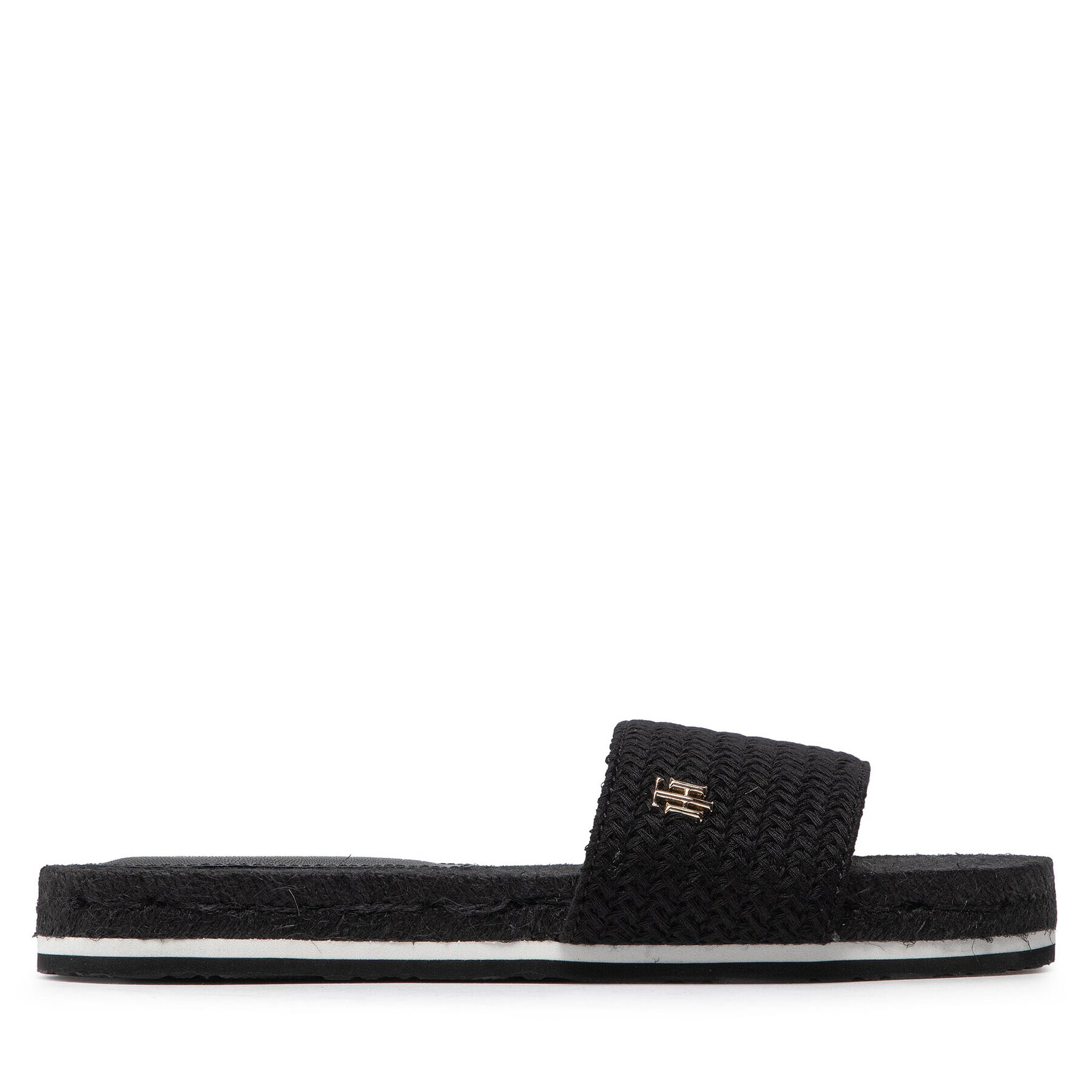 Tommy Hilfiger Еспадрили Th Textured Flat Sandal FW0FW06438 Черен - Pepit.bg
