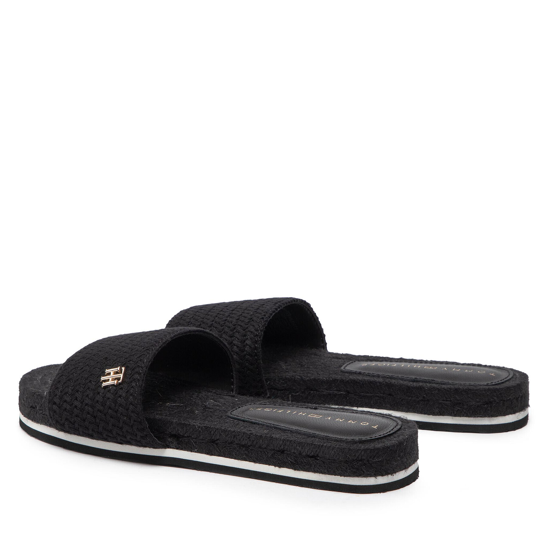 Tommy Hilfiger Еспадрили Th Textured Flat Sandal FW0FW06438 Черен - Pepit.bg