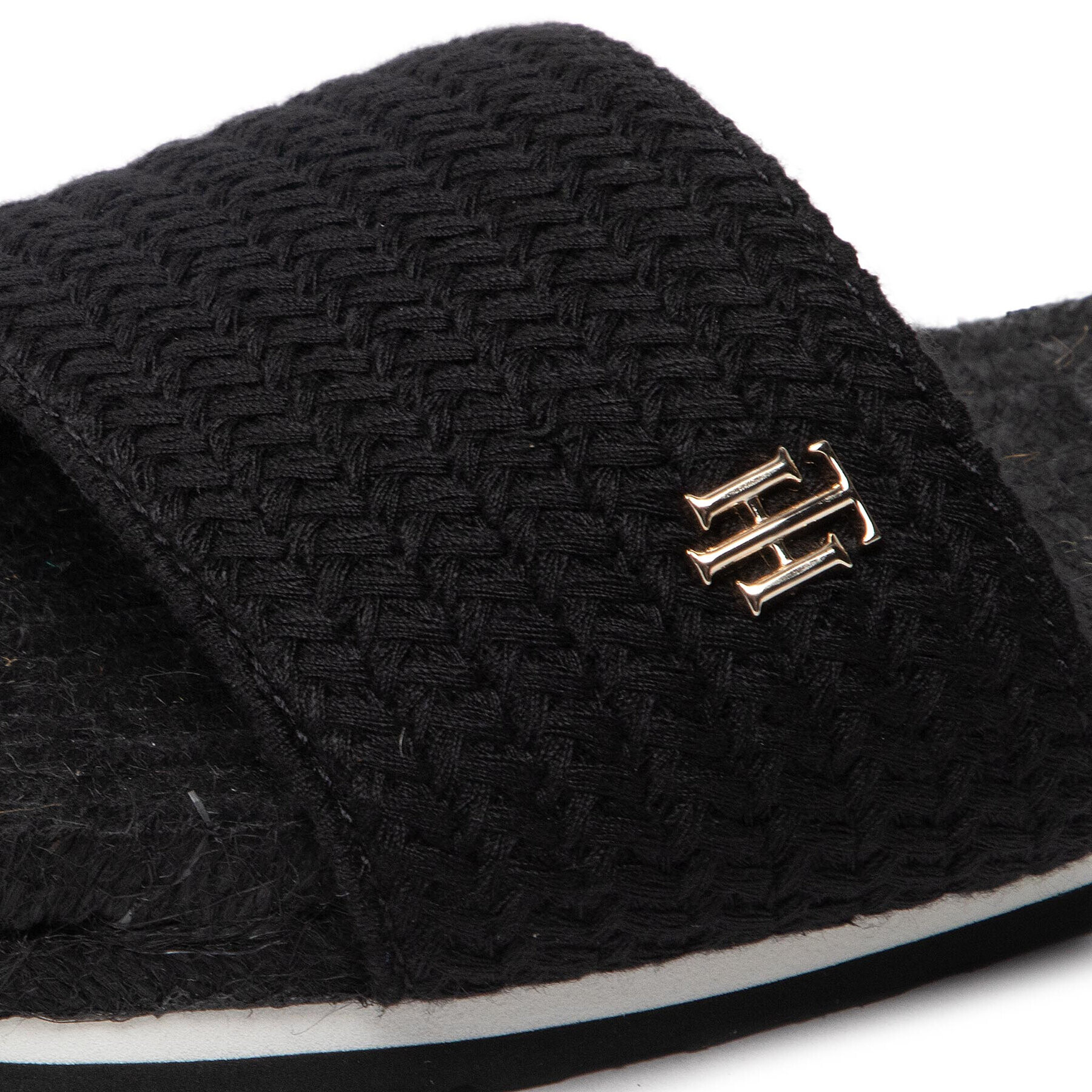 Tommy Hilfiger Еспадрили Th Textured Flat Sandal FW0FW06438 Черен - Pepit.bg