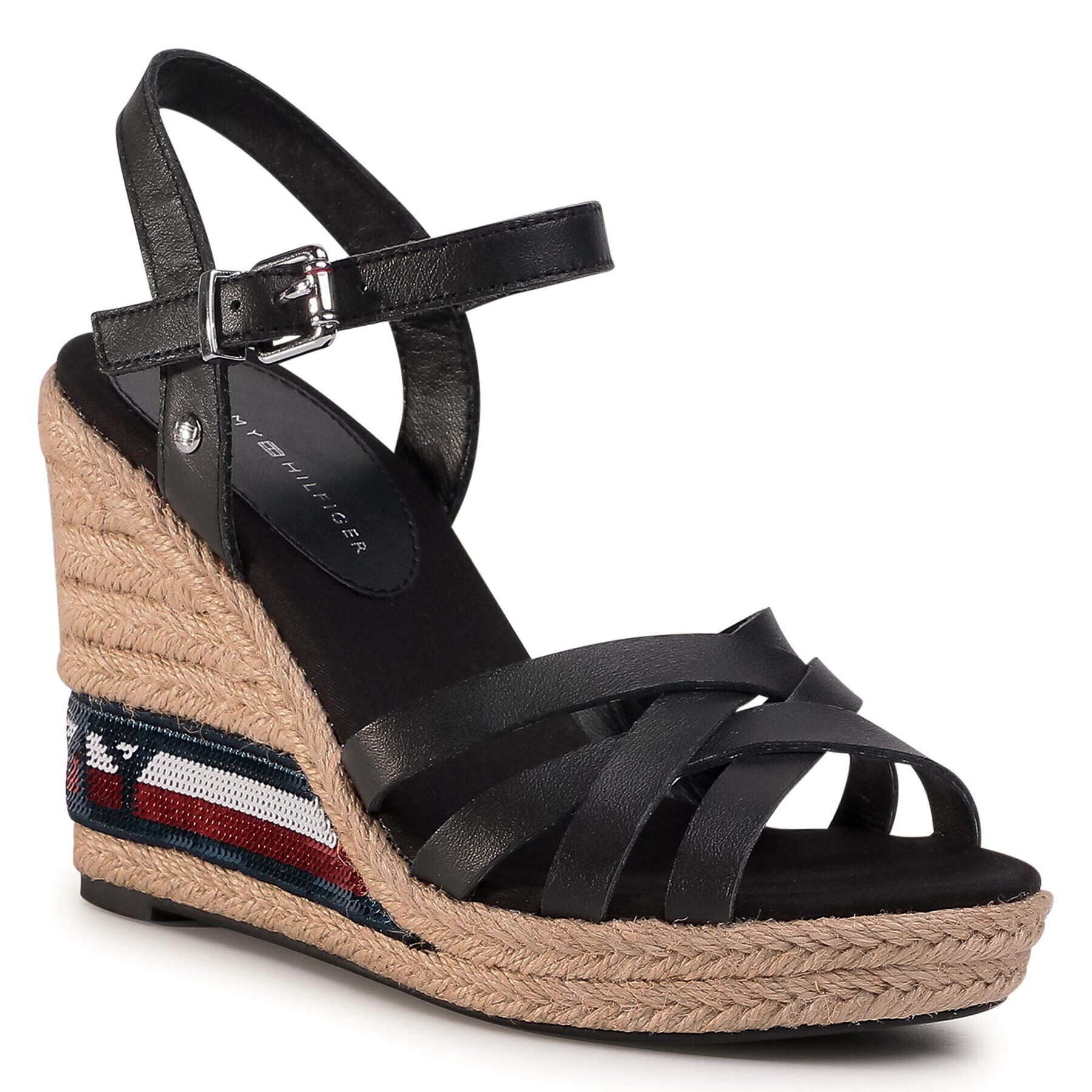 Tommy Hilfiger Еспадрили Tommy Sequins High Wedge Sandal FW0FW04843 Черен - Pepit.bg