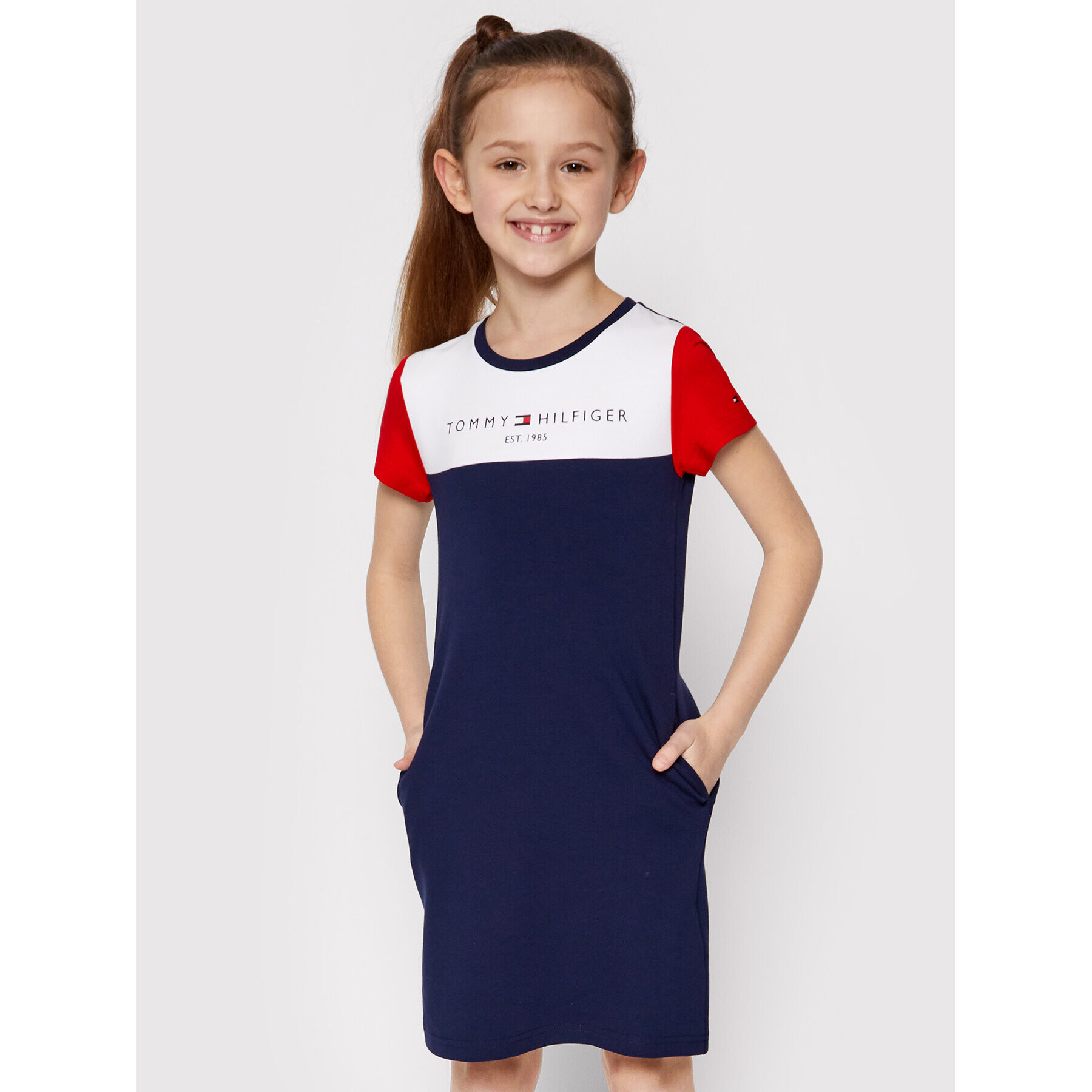 Tommy Hilfiger Ежедневна рокля Colourblock KG0KG06036 M Тъмносин Regular Fit - Pepit.bg