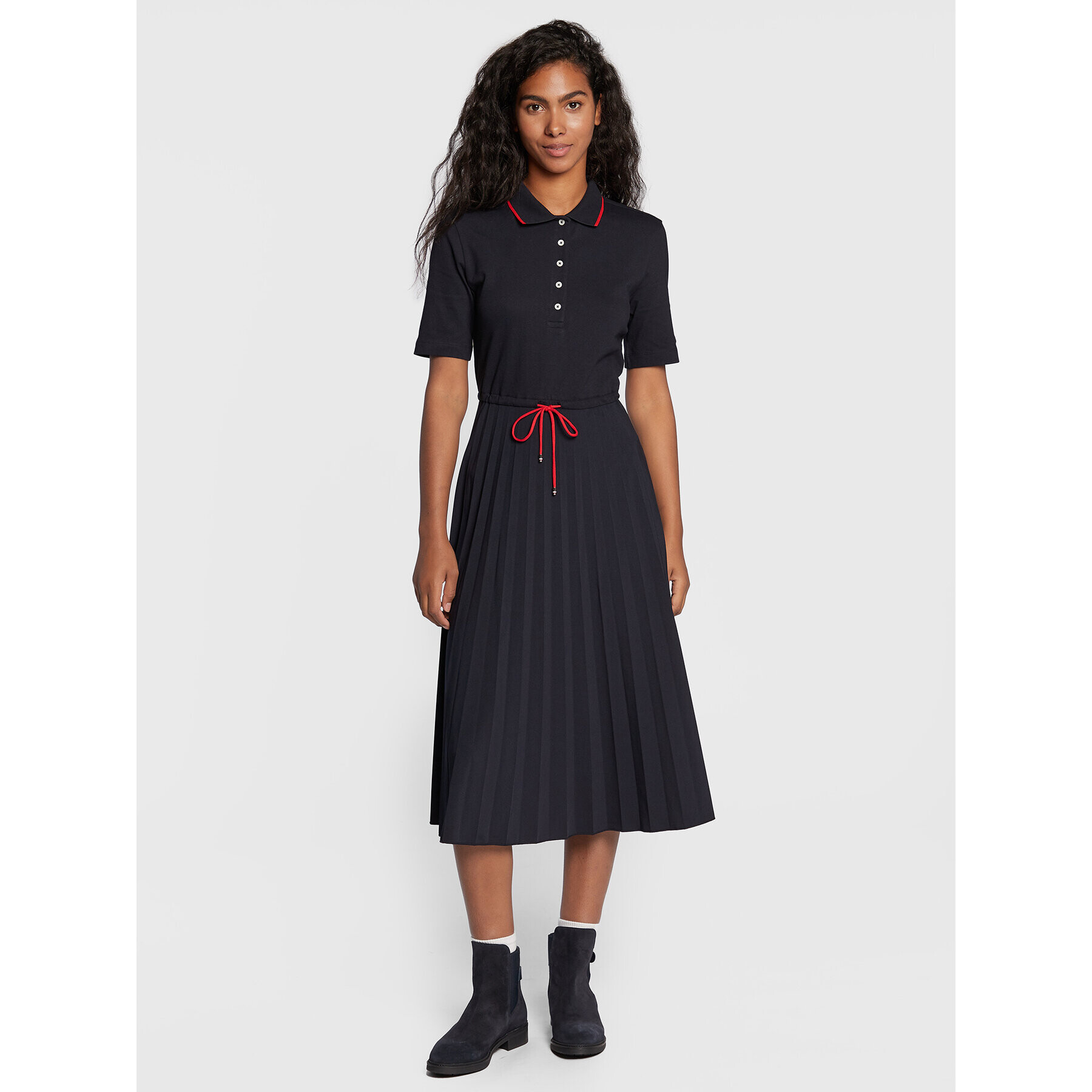 Tommy Hilfiger Ежедневна рокля Pleated Flare WW0WW33923 Тъмносин Regular Fit - Pepit.bg