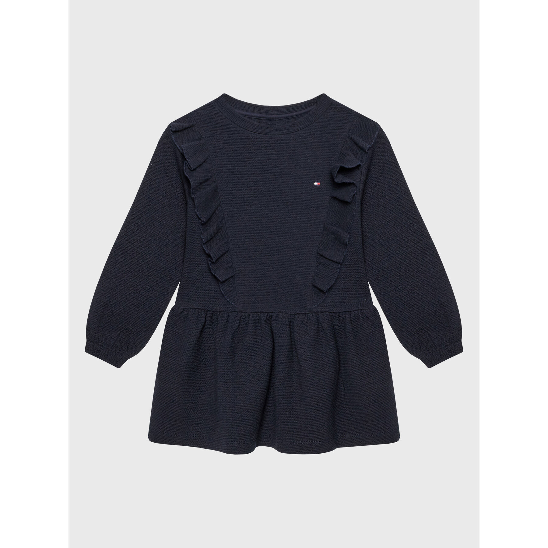 Tommy Hilfiger Ежедневна рокля Textured Ruffle KG0KG06749 D Тъмносин Regular Fit - Pepit.bg