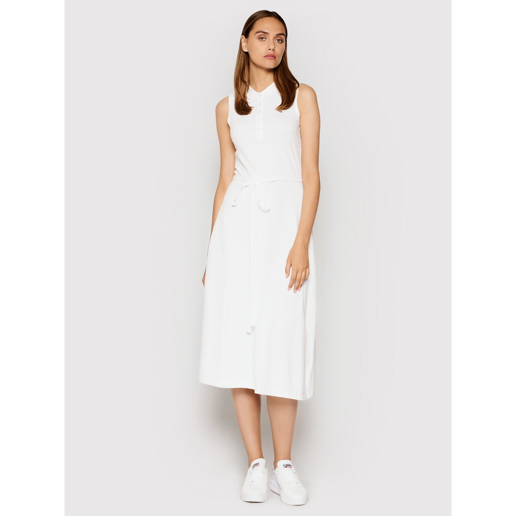 Tommy Hilfiger Ежедневна рокля F&F Midi Polo Dress WW0WW30498 Бял Regular Fit - Pepit.bg