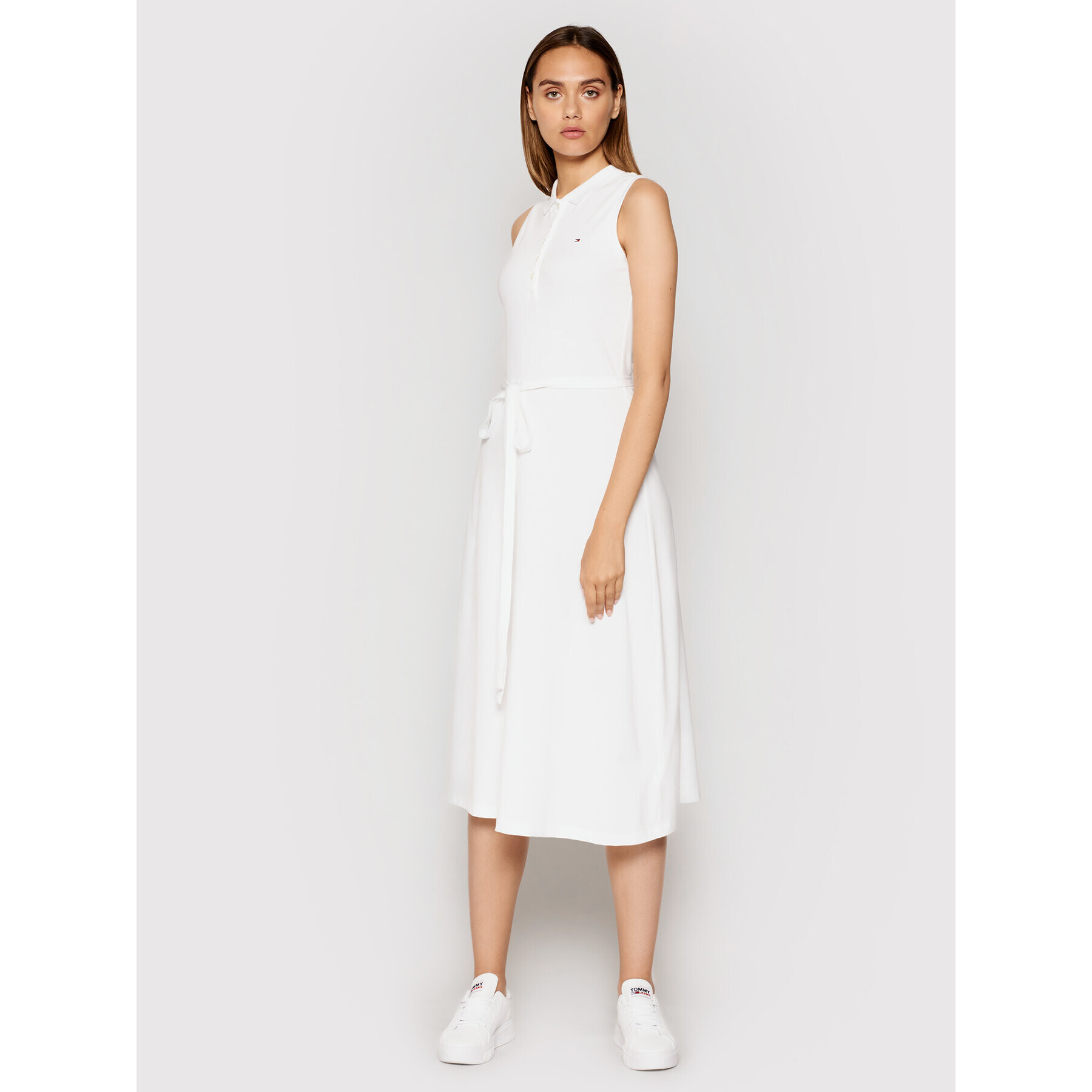 Tommy Hilfiger Ежедневна рокля F&F Midi Polo Dress WW0WW30498 Бял Regular Fit - Pepit.bg