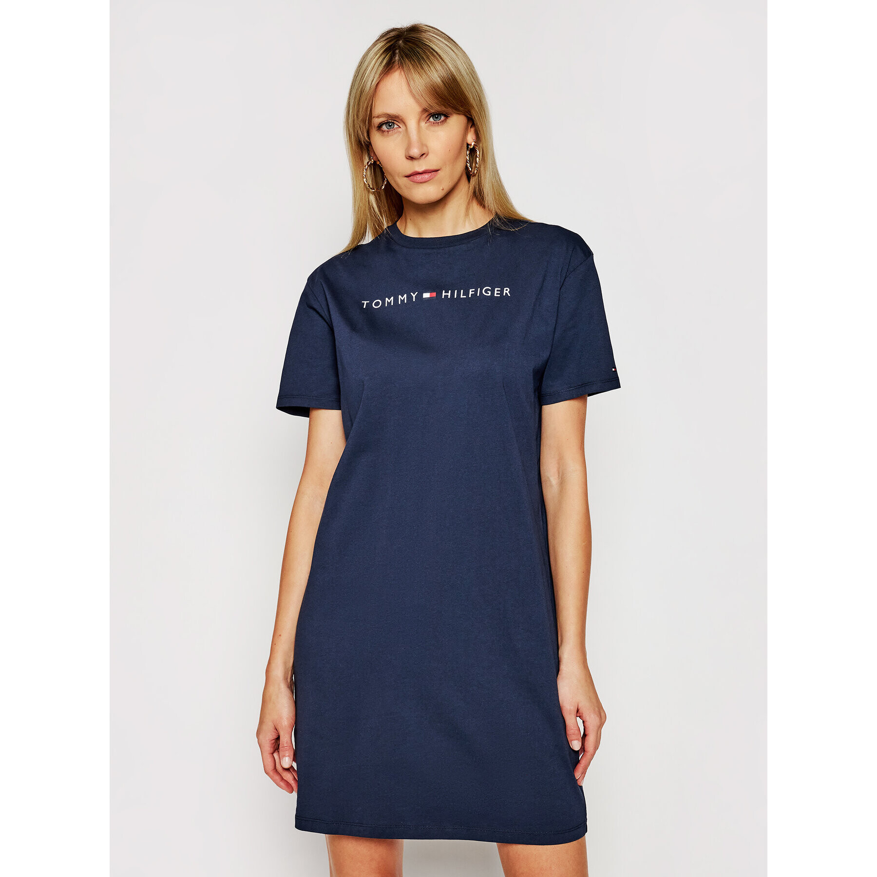 Tommy Hilfiger Ежедневна рокля Rn Dress Half Sleeve UW0UW01639 Тъмносин Regular Fit - Pepit.bg