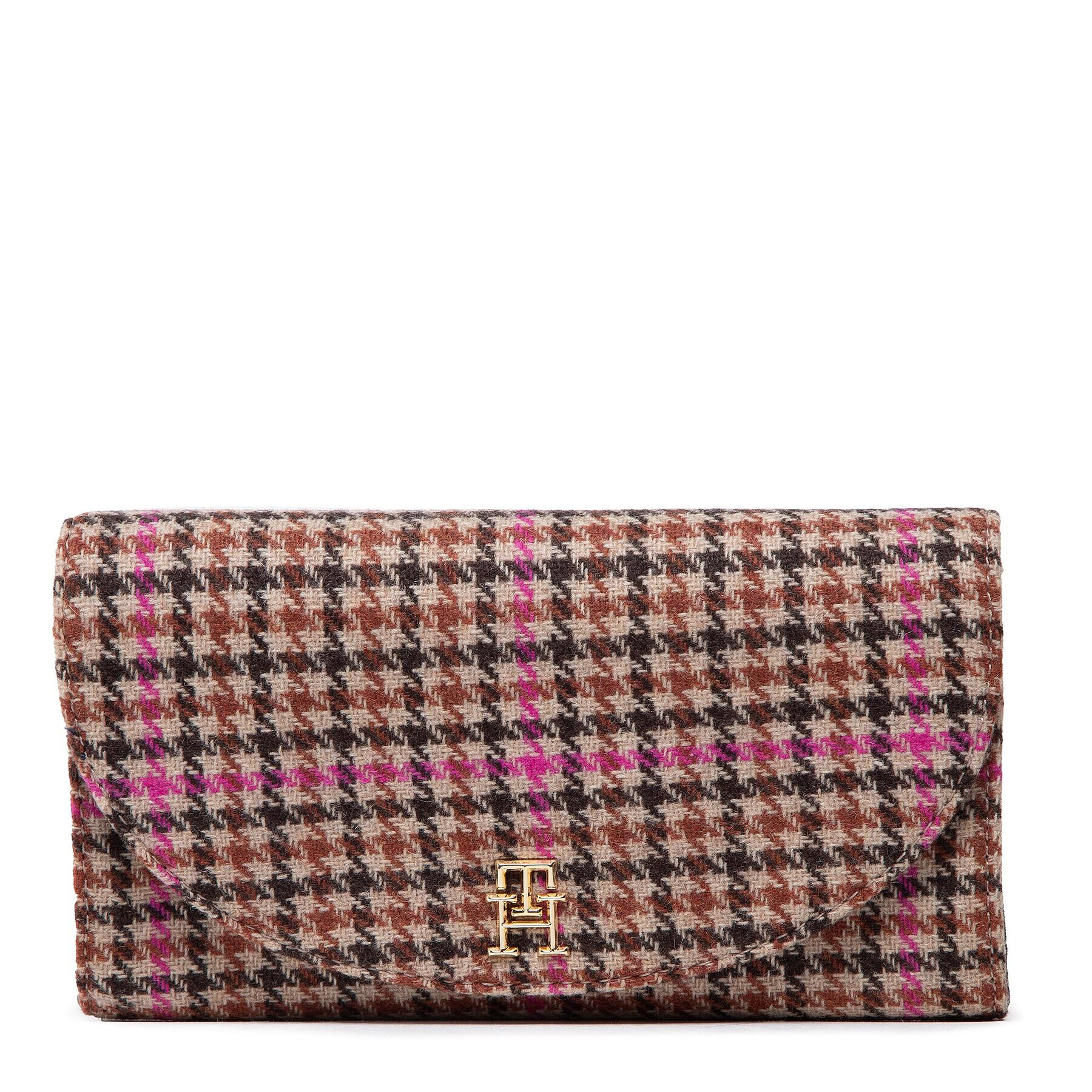 Tommy Hilfiger Голям дамски портфейл Life Large Wallet Check AW0AW13642 Кафяв - Pepit.bg