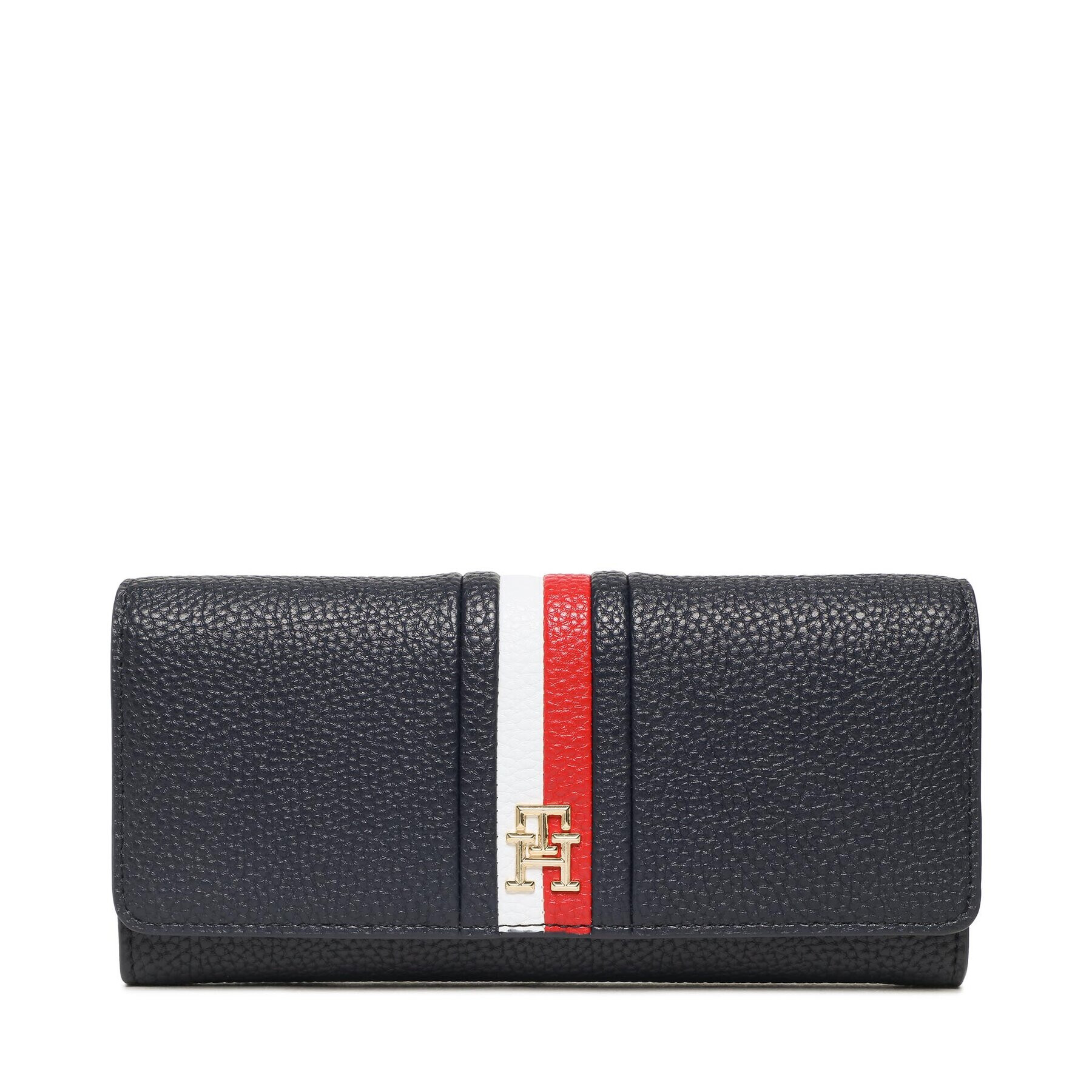 Tommy Hilfiger Голям дамски портфейл Th Emblem Large Flap Corp AW0AW14334 Тъмносин - Pepit.bg