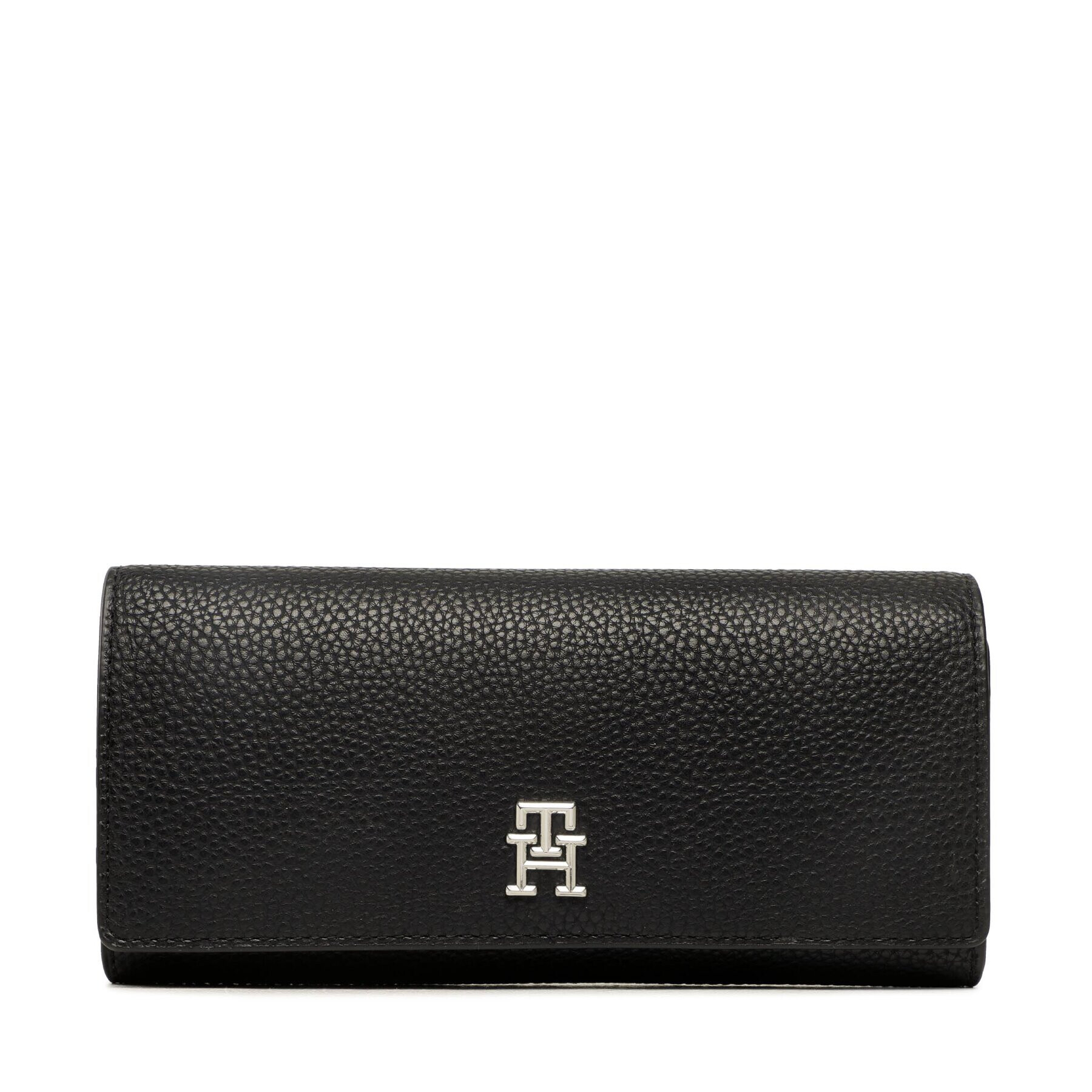 Tommy Hilfiger Голям дамски портфейл Th Emblem Lrg Flap Wallet AW0AW14651 Черен - Pepit.bg