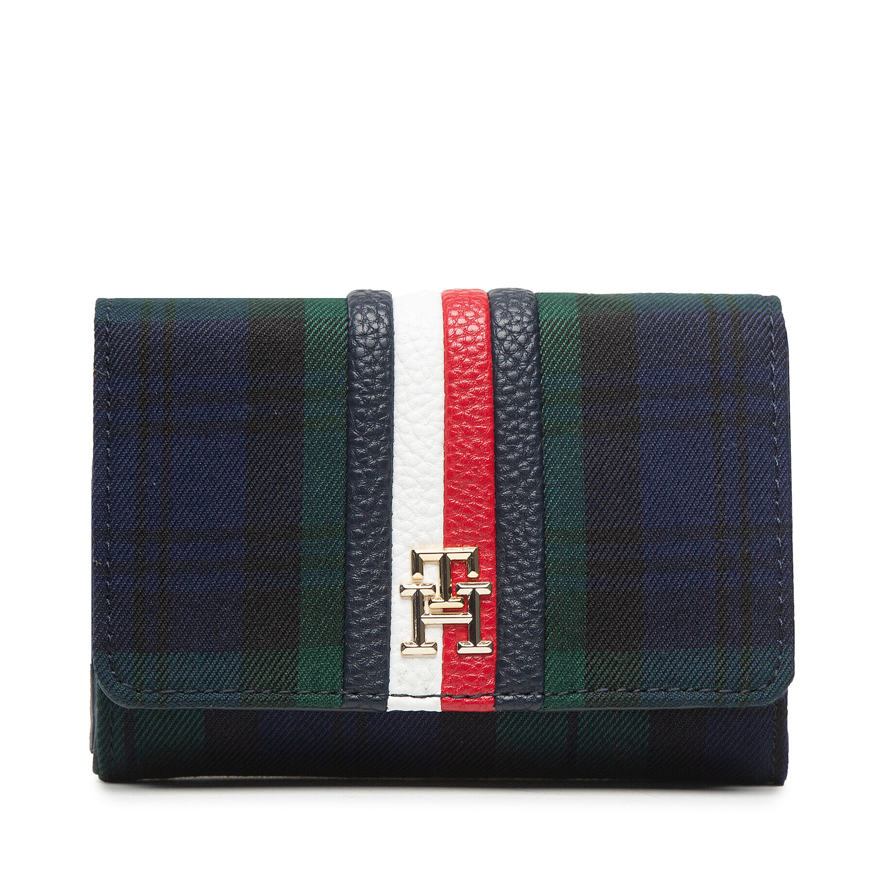 Tommy Hilfiger Голям дамски портфейл Th Emblem Med Wallet Blackwatch AW0AW14336 Тъмносин - Pepit.bg