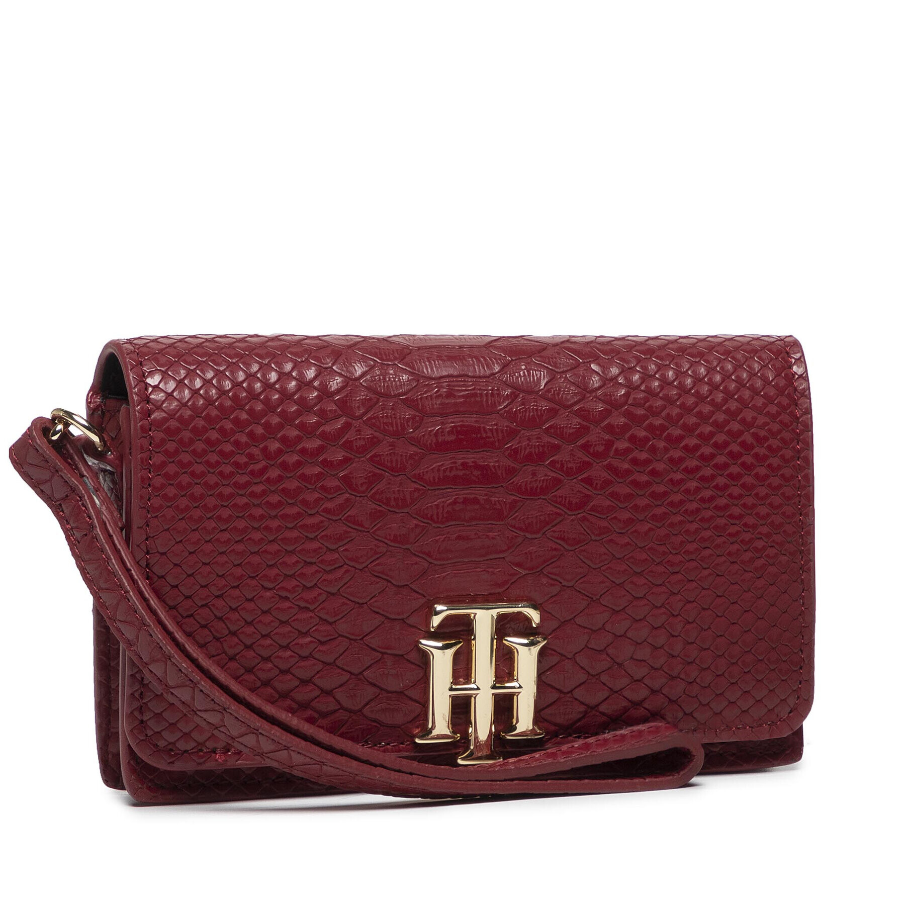 Tommy Hilfiger Голям дамски портфейл Th Lock Med Flap Wallet Snake AW0AW10532 Бордо - Pepit.bg