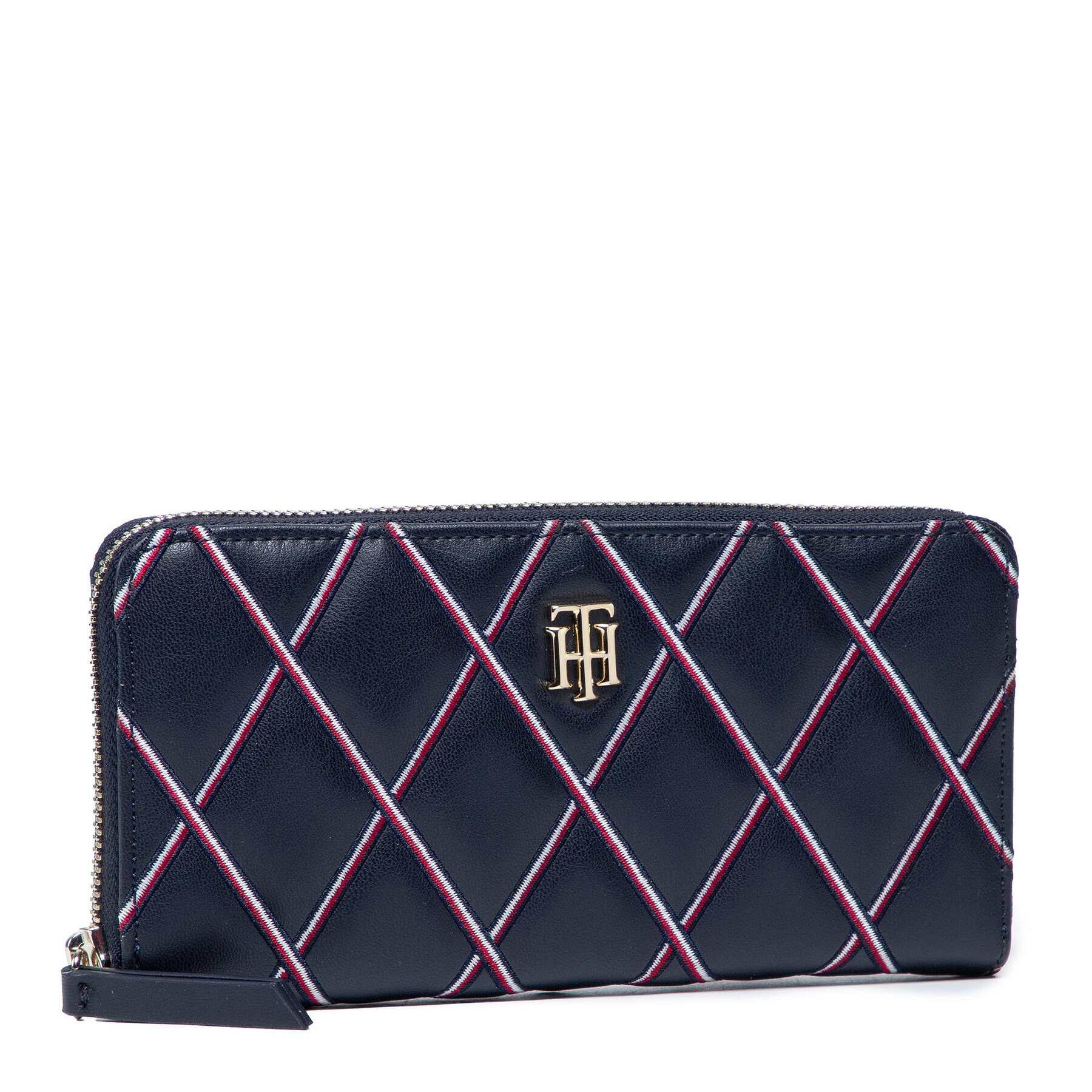 Tommy Hilfiger Голям дамски портфейл Th Element Large Za Quilt AW0AW10972 Тъмносин - Pepit.bg